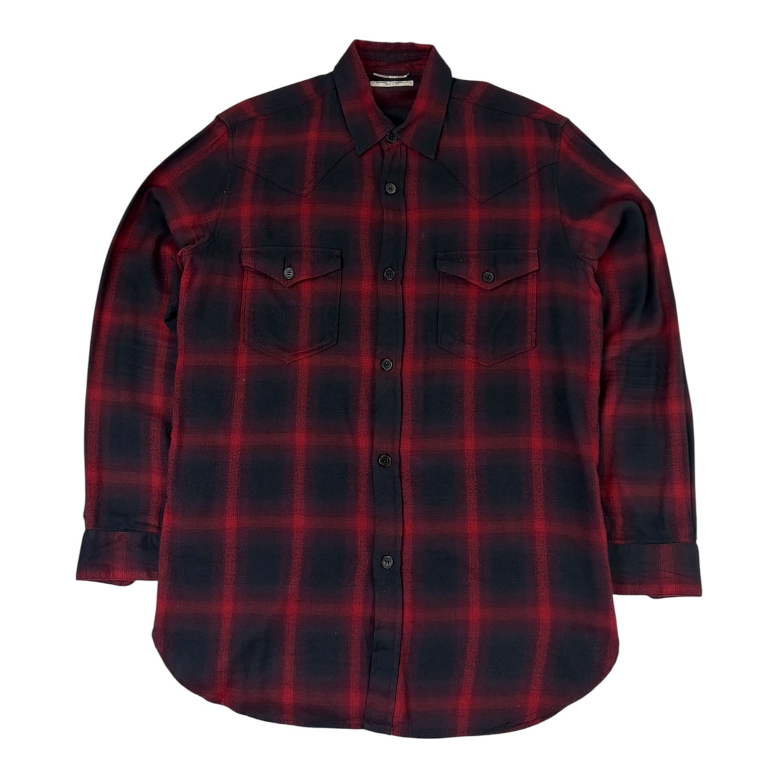 Saint Laurent Button Up Western Plaid Red