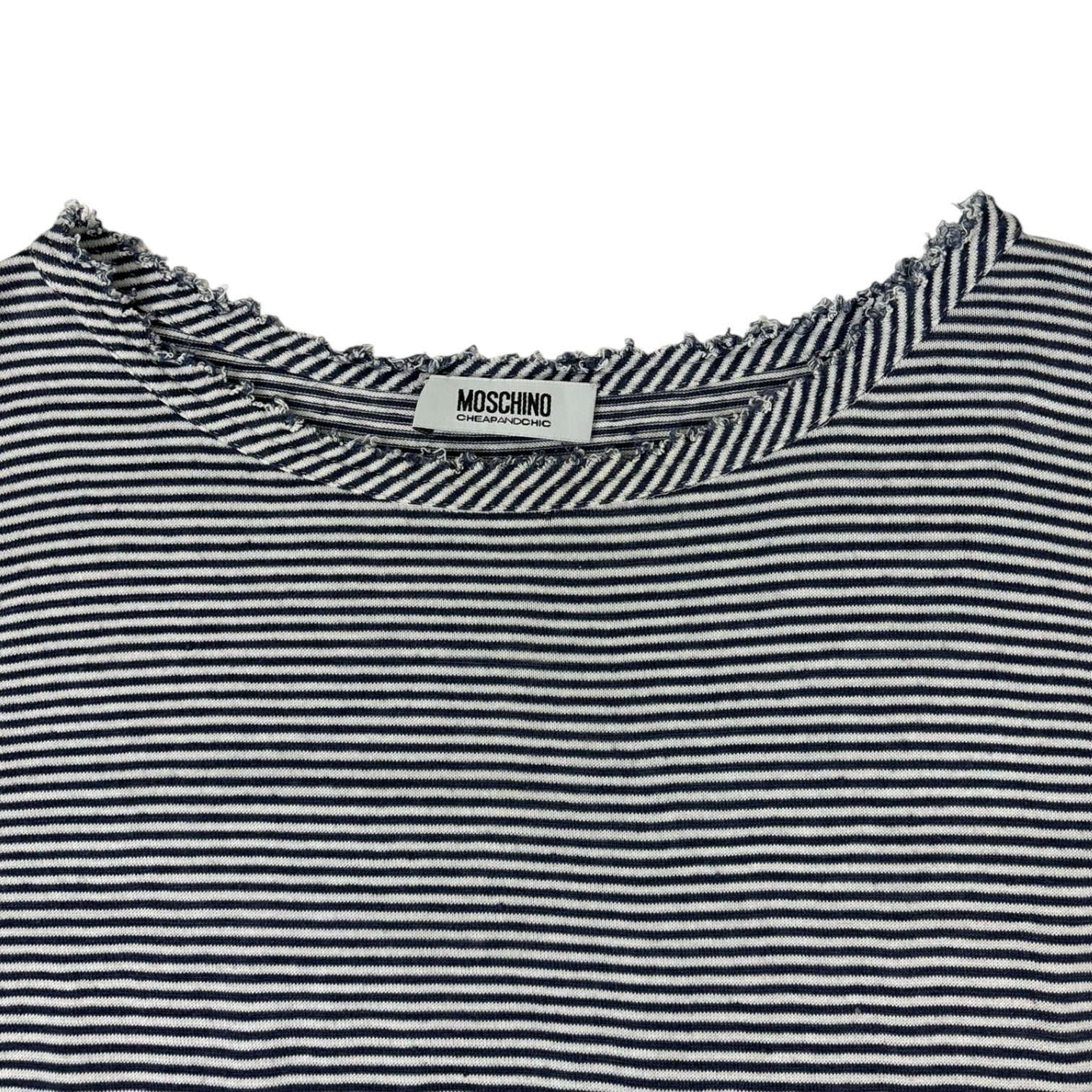 (W) Moschino Striped Ruffle-Collar Tank Top