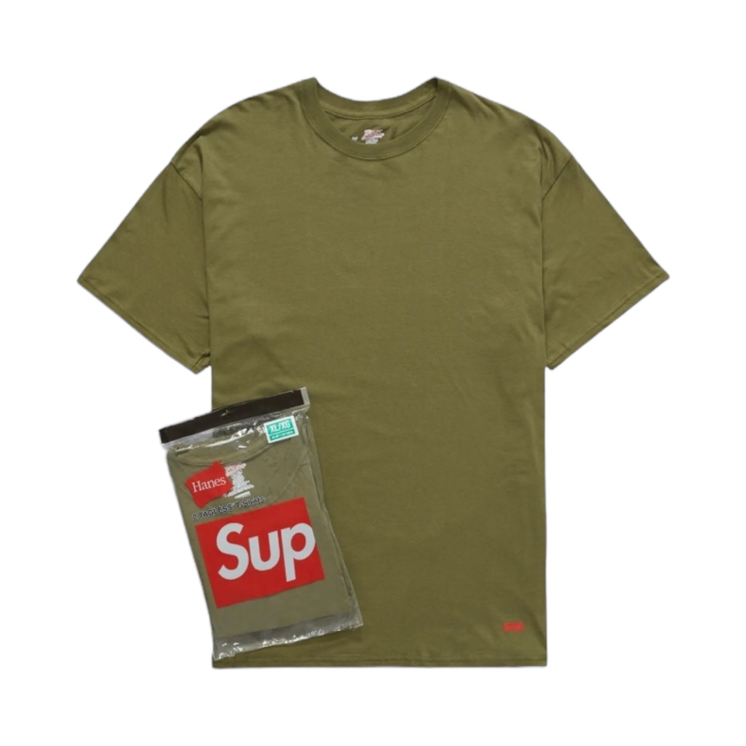 Suprem Hanes Tagless Tees Olive (2-Pack)