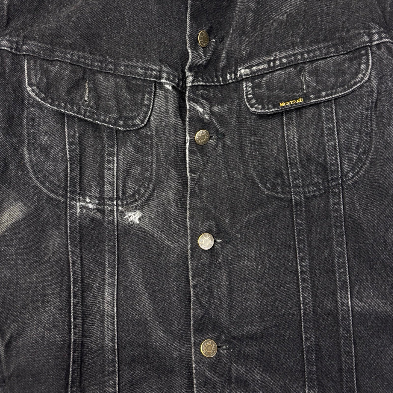 Vintage Storm Rider Mustang Denim Trucker Jacket Washed Black