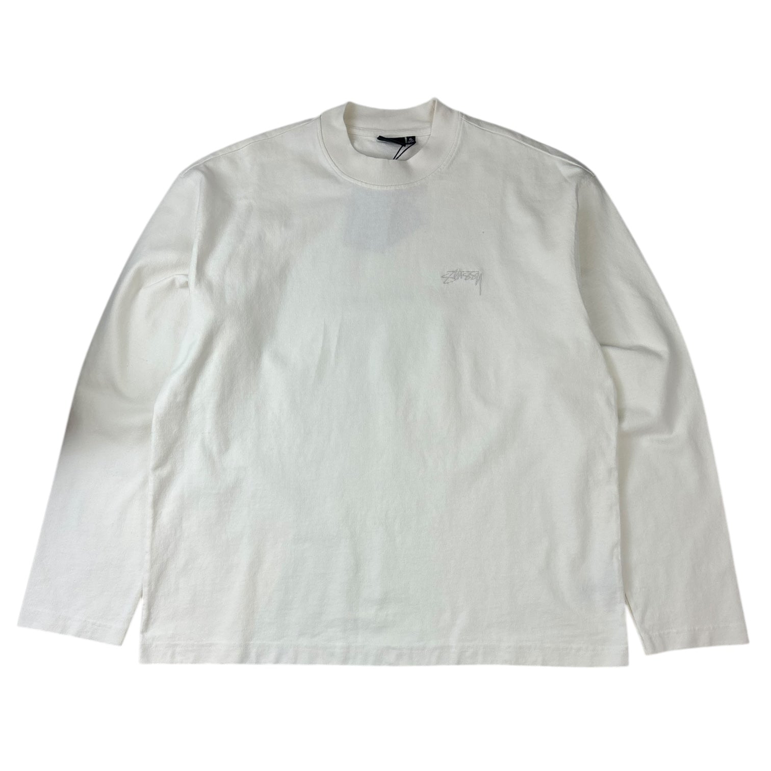 Stussy Dyed Mockneck Long Sleeve T-Shirt White