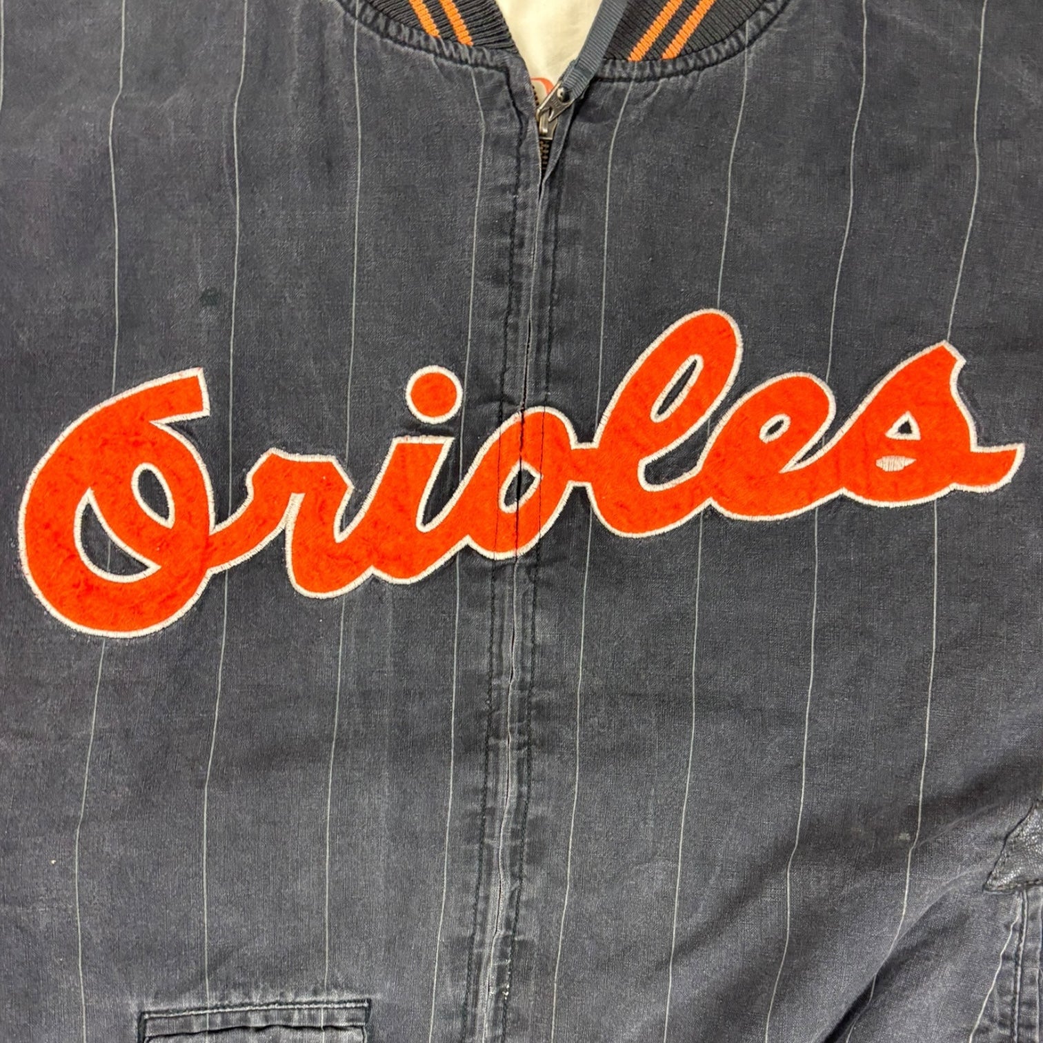 Vintage Mirage Baltimore Orioles Varsity Button-Up Jacket Black