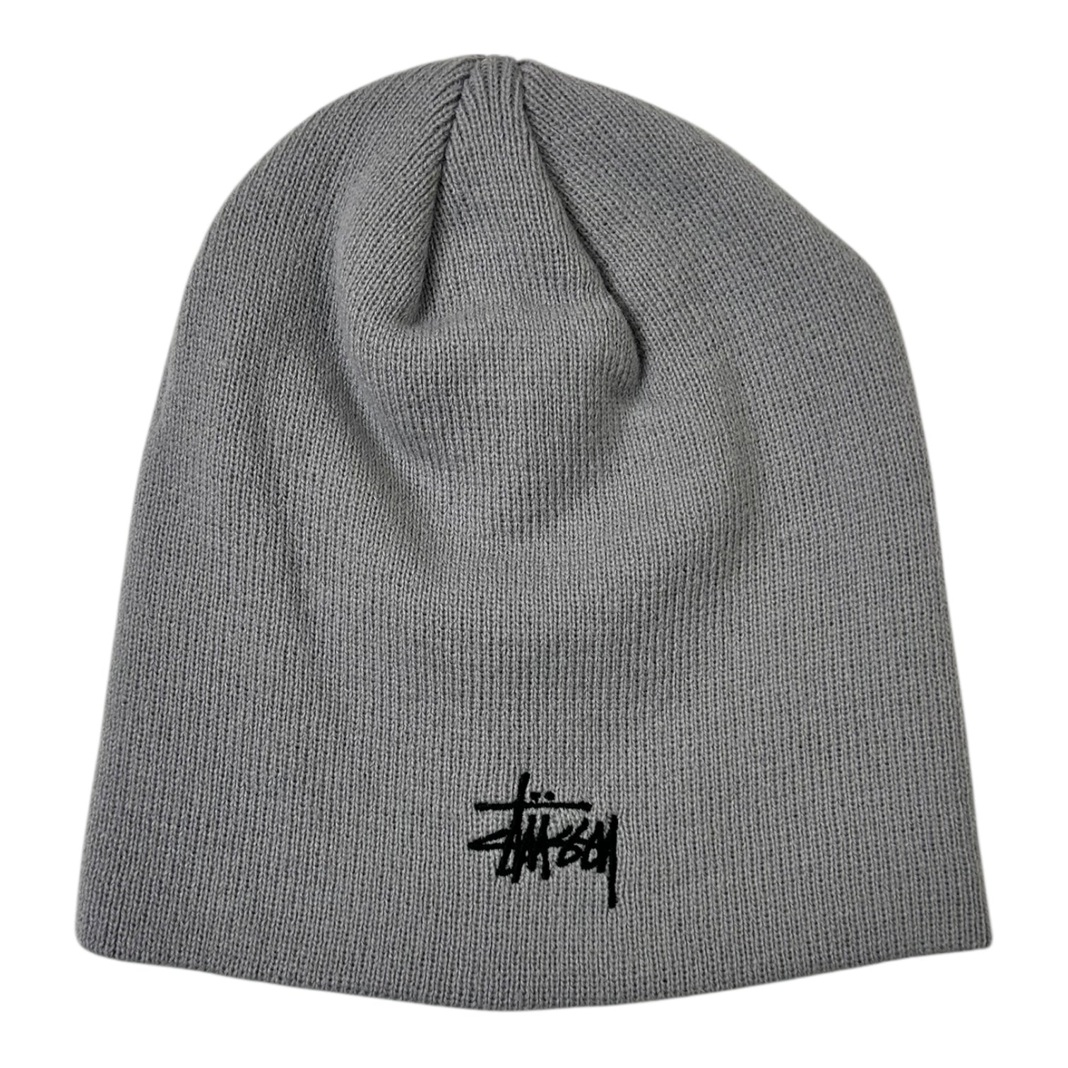 Stussy Stock Logo Skull Cap Beanie Light Grey