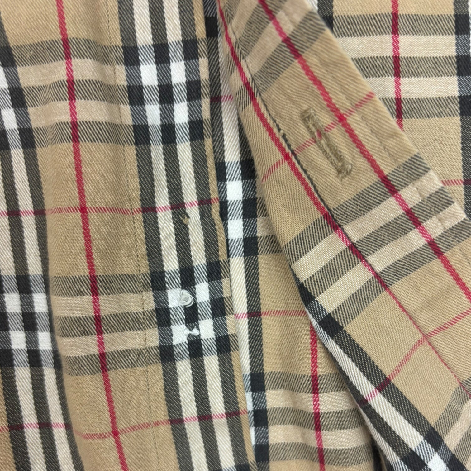 Burberry Plaid Button-Up T-Shirt Beige