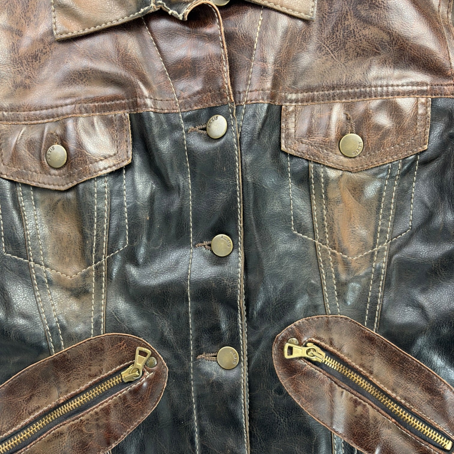 (W) Vintage Y2K Miss Sixty Leather Jacket Brown