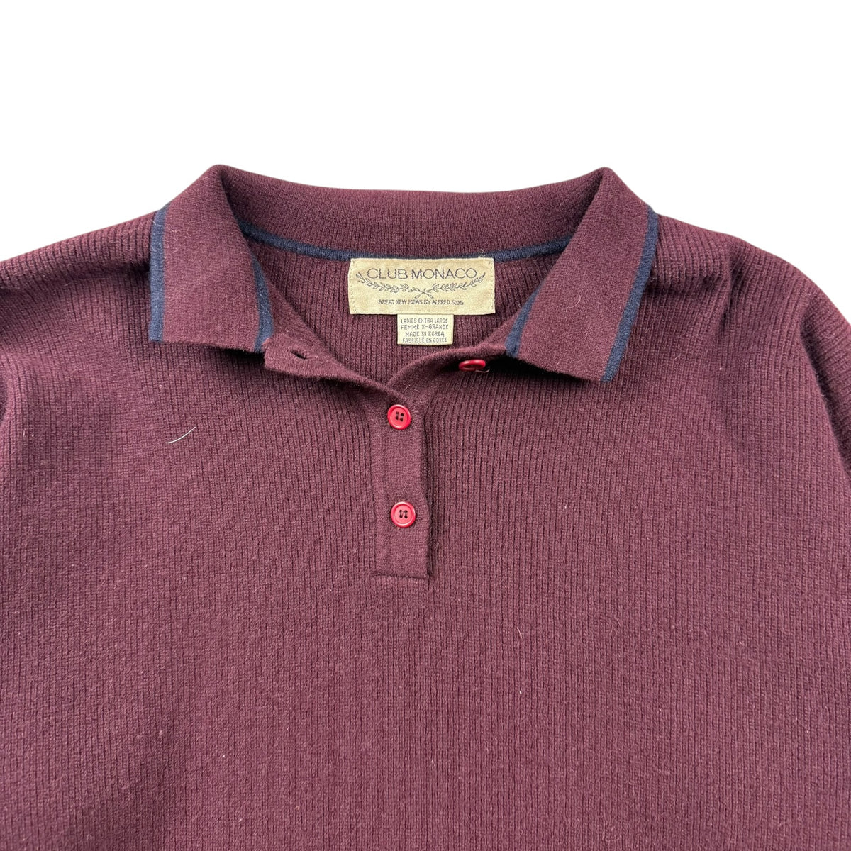 (W) Vintage Club Monaco L/S Button Up Polo Burgundy