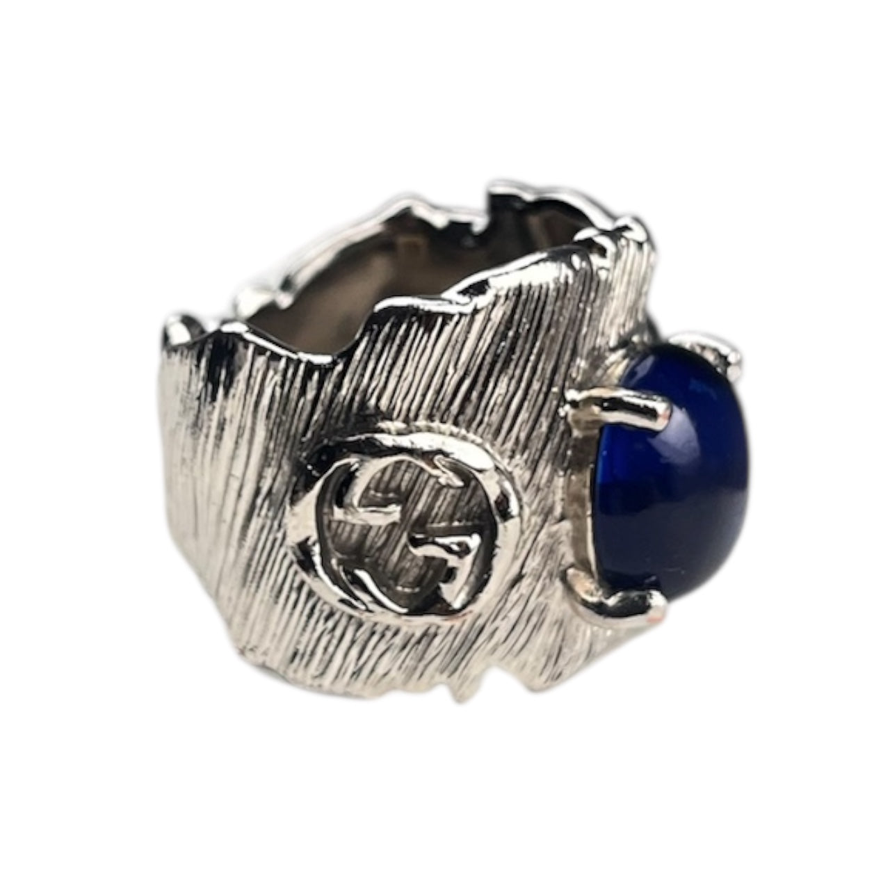 Gucci Brutalist Gem Stone Silver Ring