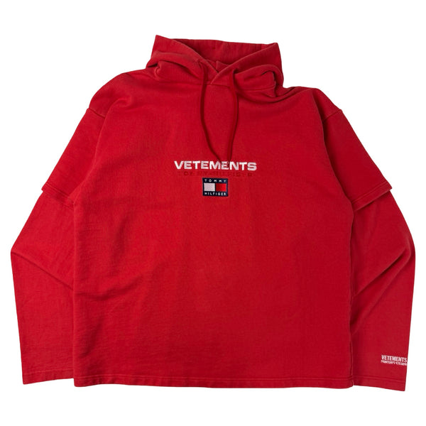 (W) Vetements x Tommy Hilfiger Double Sleeve Hoodie Red
