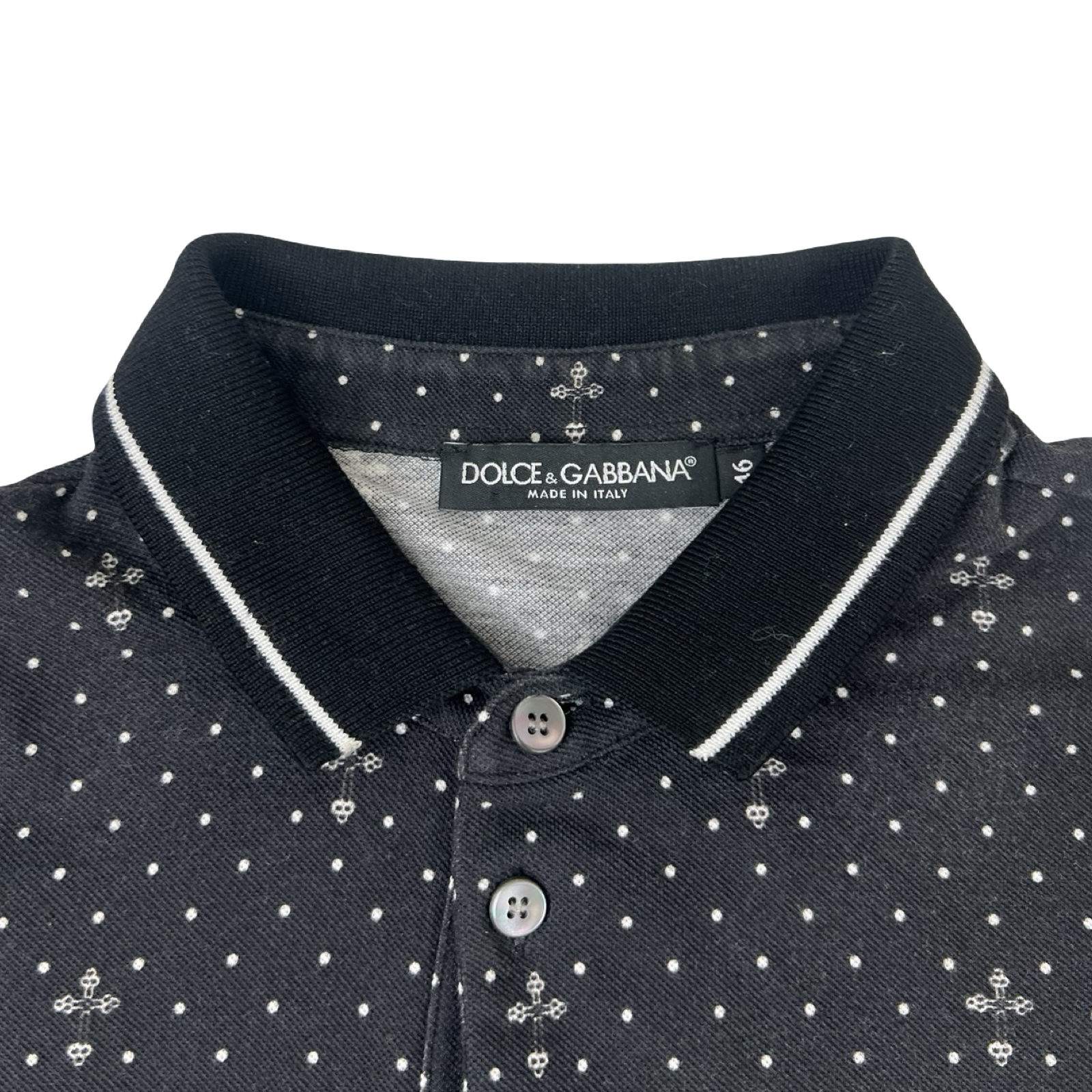 Dolce & Gabbana Crown & Fleur-de-lis Micro-Print Polo Shirt