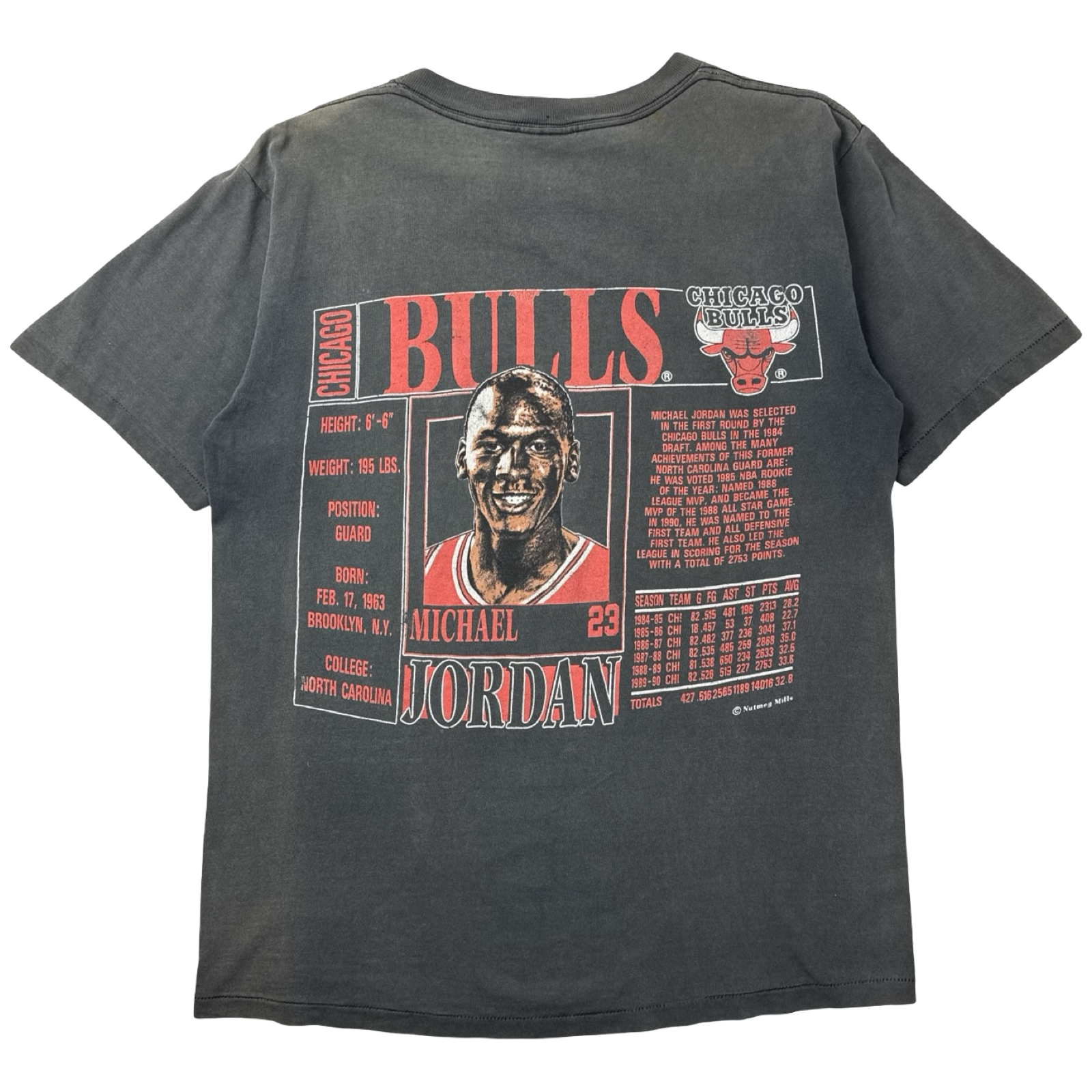 Vintage Chicago Bulls Michael Jordan Stats Nutmeg T-Shirt