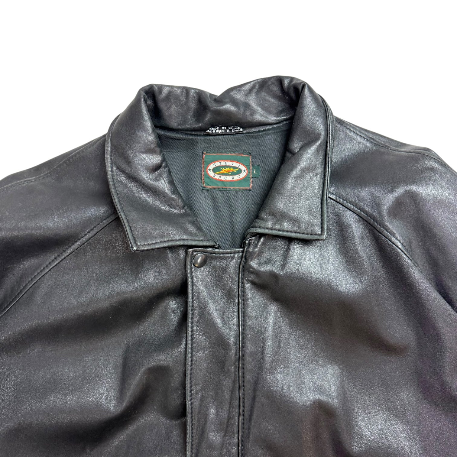 Vintage Steel Sport Leather Jacket Black