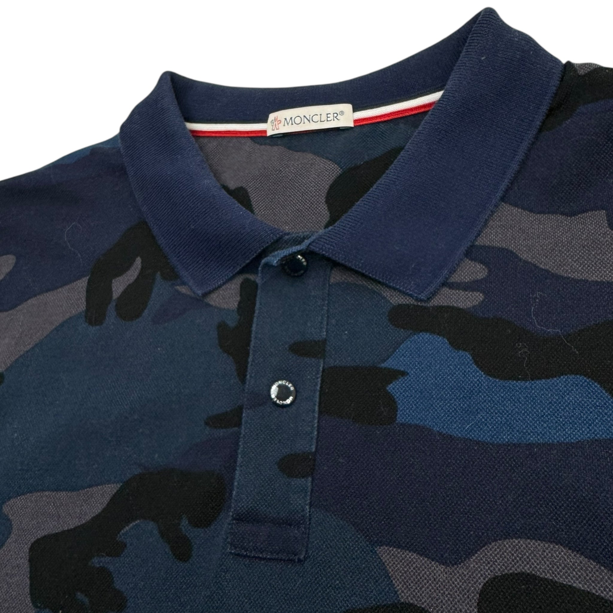 Moncler Blue Camoflage Tech Polo Shirt