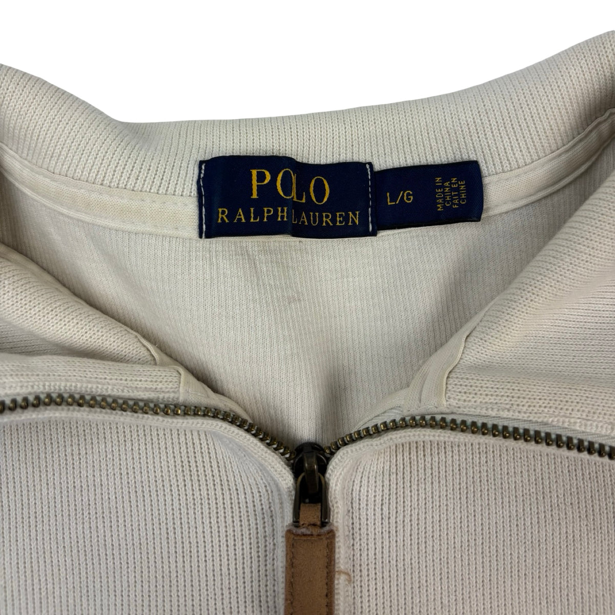 Vintage Polo Ralph Lauren Open Hem 1/4 Zip Egg Shell