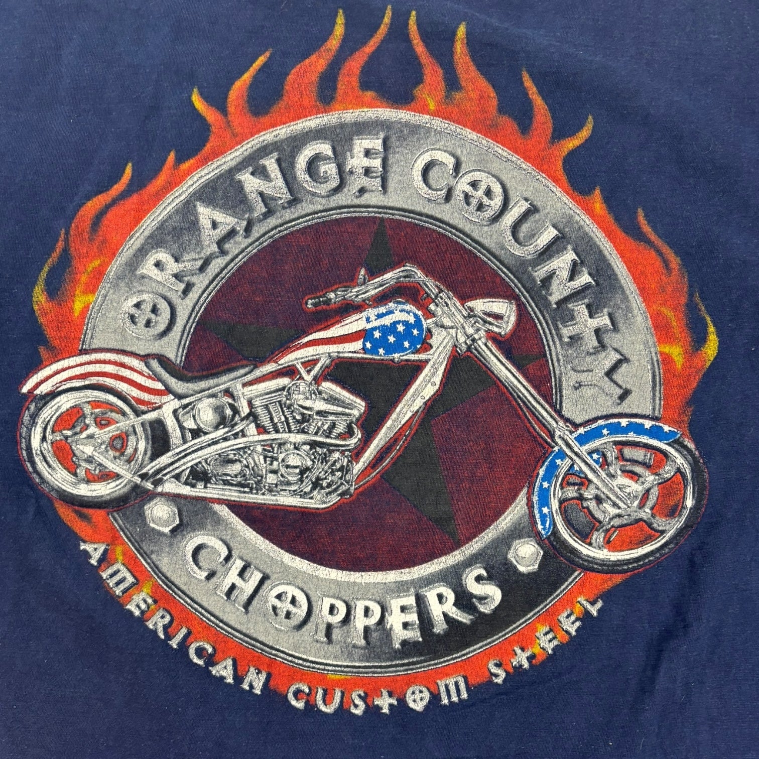 Vintage Orange County Choppers Americana Motorcycle T-Shirt Navy