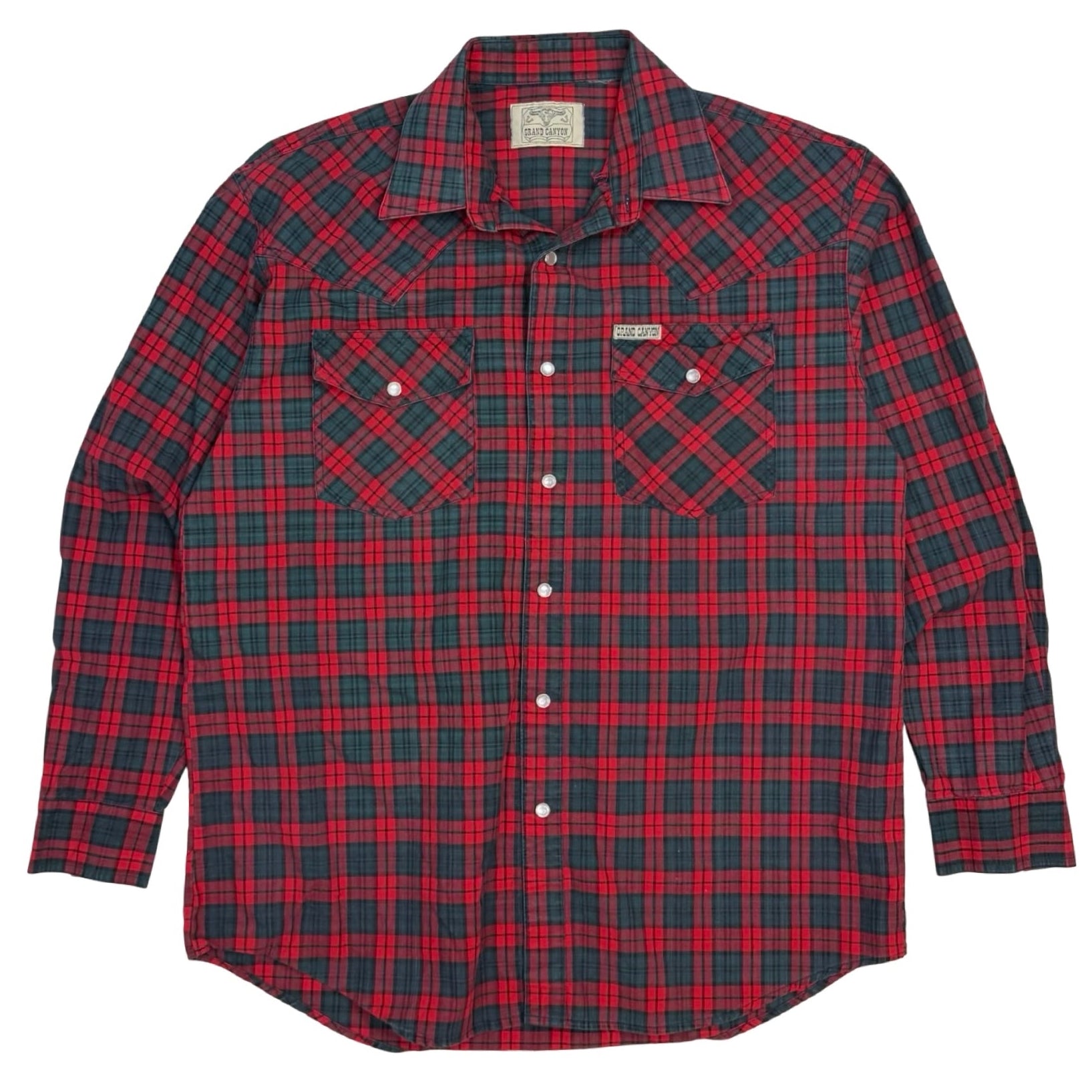 Vintage Grand Canyon Plaid Snap Button Flannel Shirt Red/Green