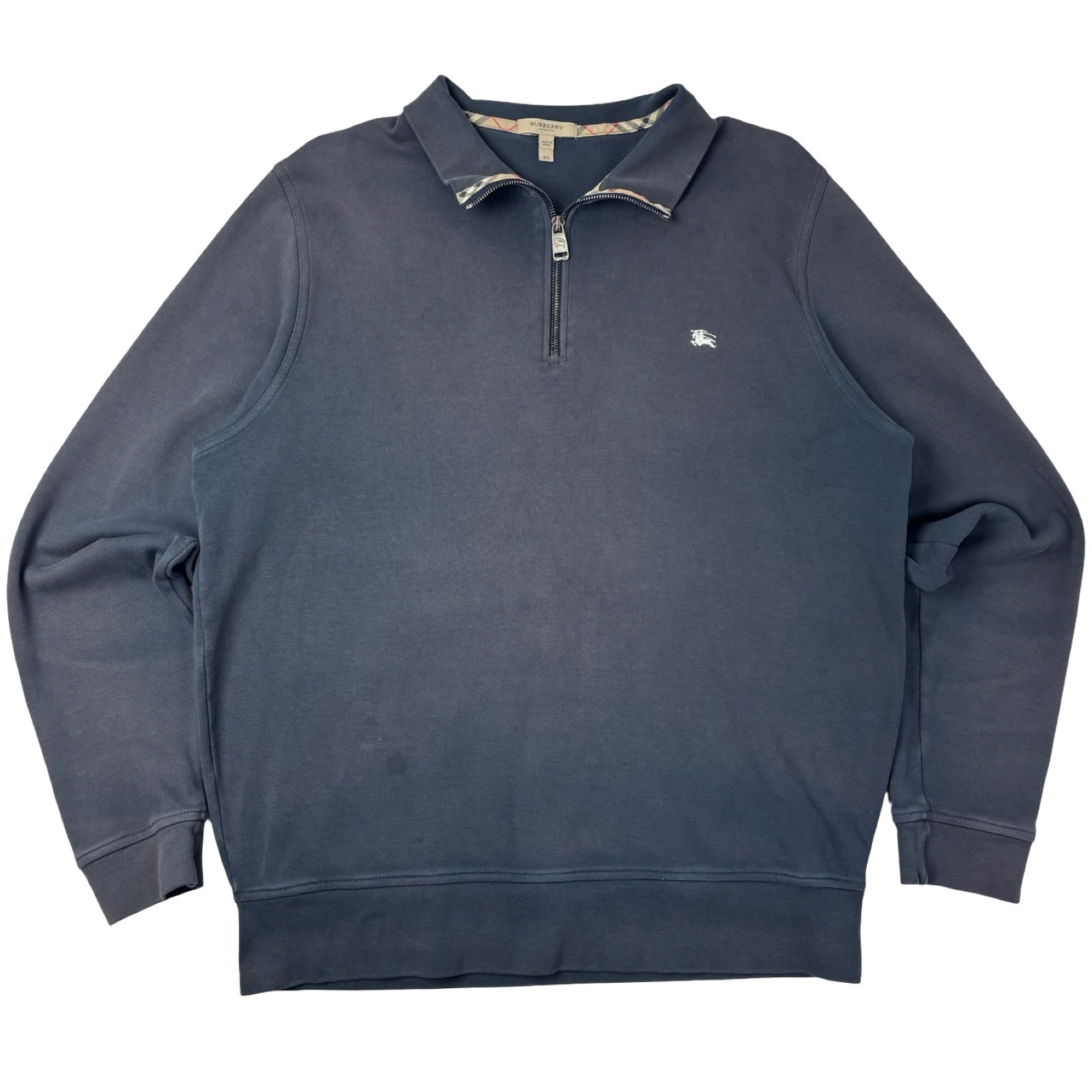 Burberry London Quarter Zip Sweater Washed Navy