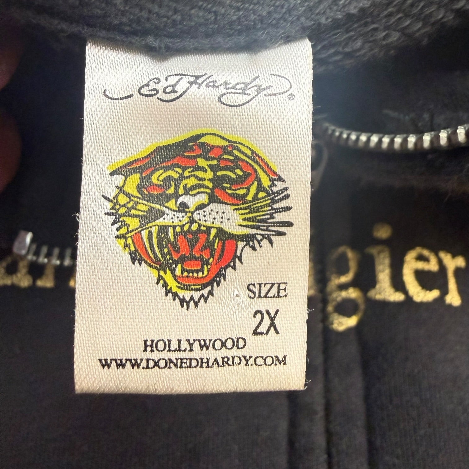Vintage Ed Hardy By Christian Audiger Flaming Eagle Zip Up Hoodie Black