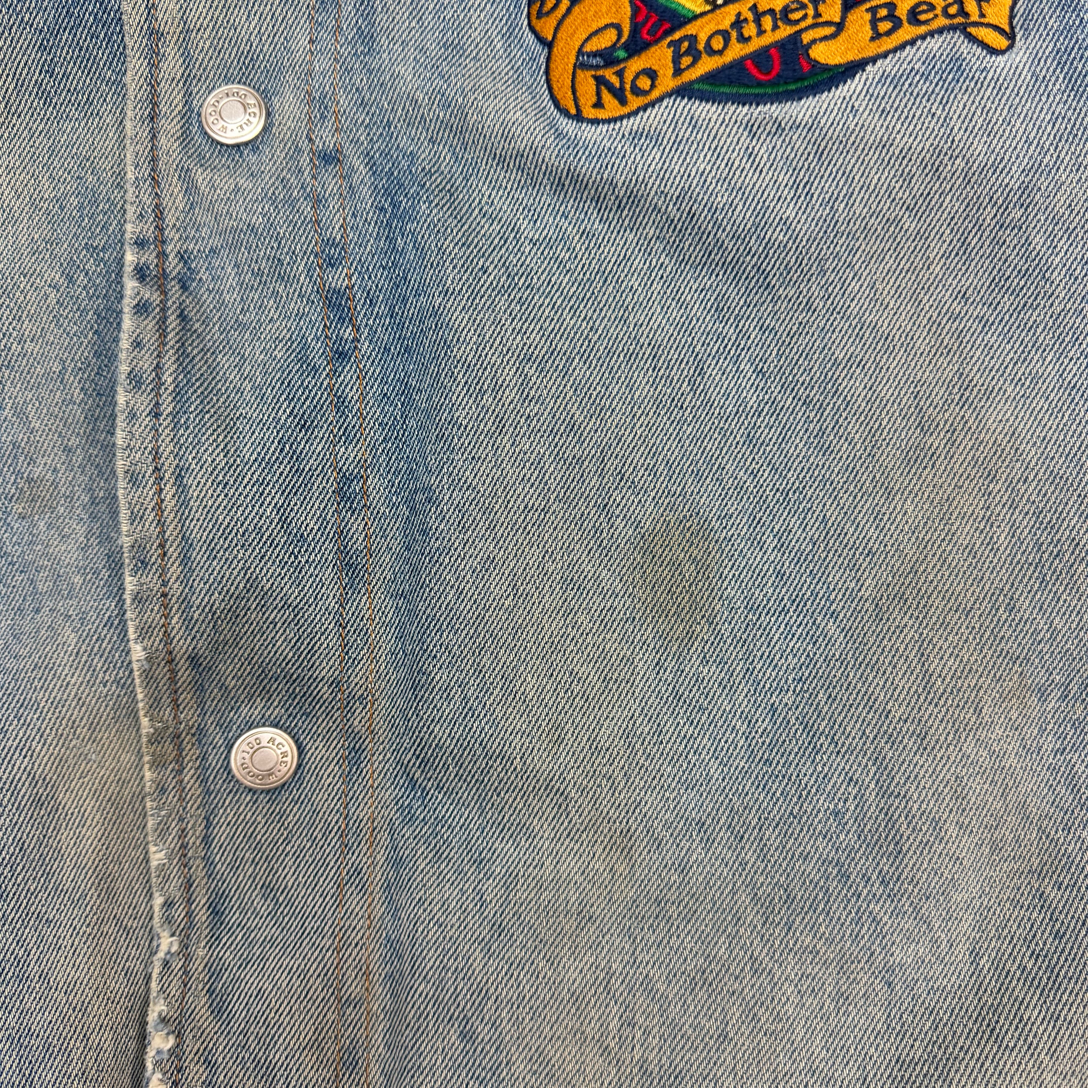 Vintage Disney Winnie The Pooh Denim Varsity Jacket Blue