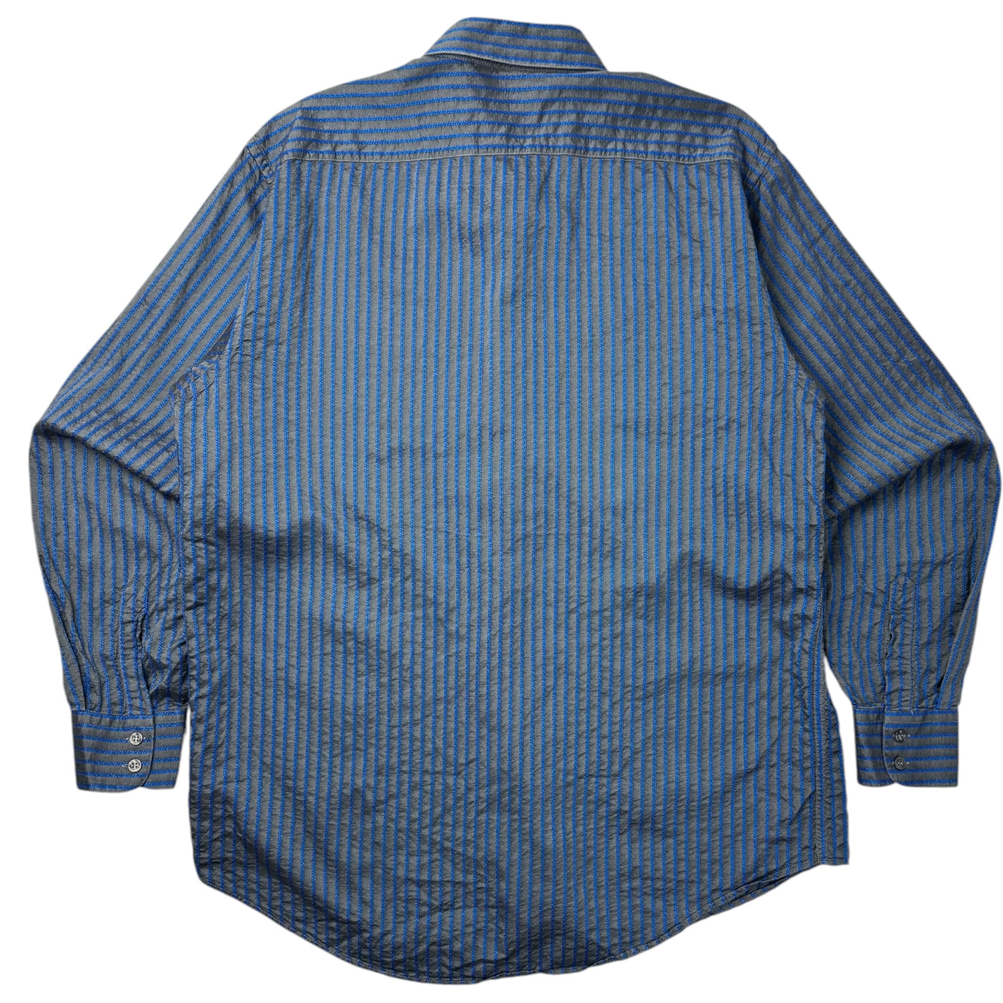 Vintage Versace Button Up Striped Blue/Grey