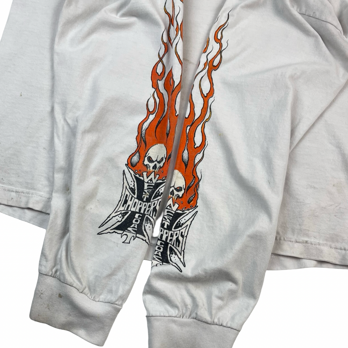 Vintage West Coast Choppers Flame Sleeve T-Shirt White