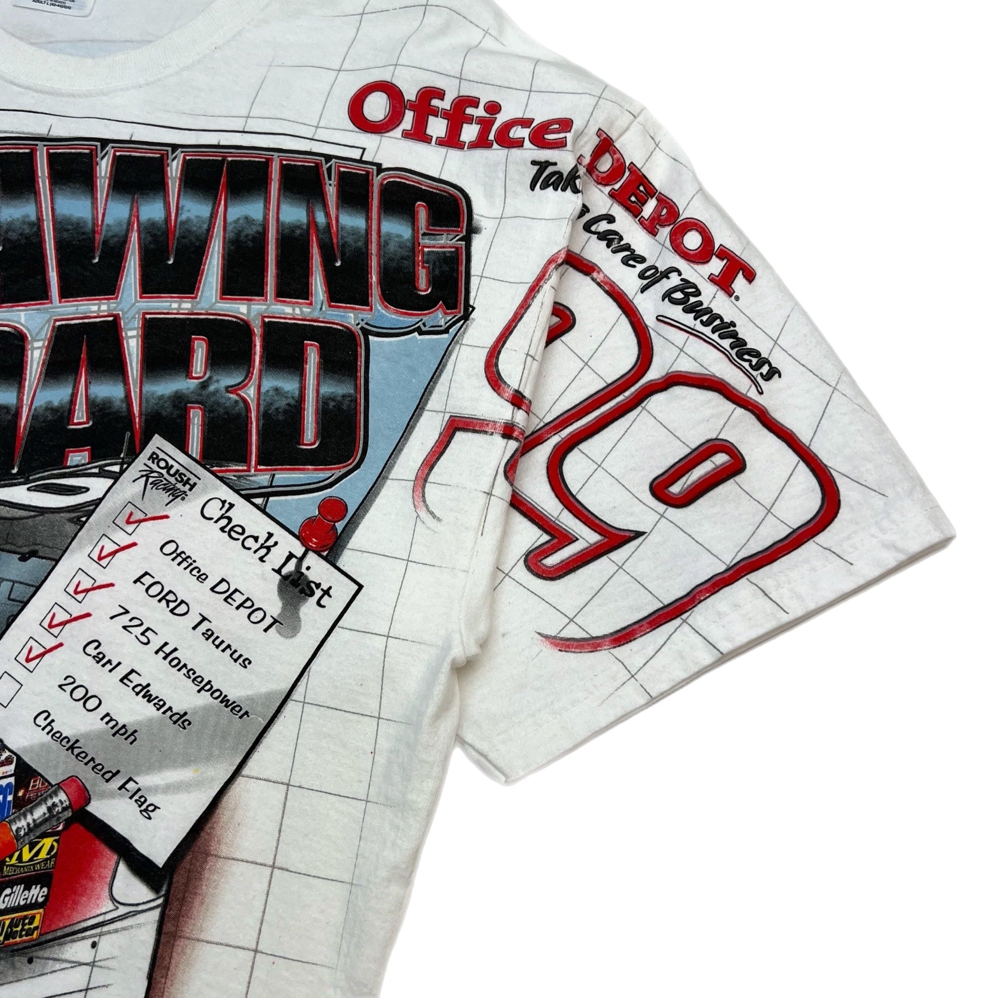 Vintage NASCAR Carl Edwards Drawing Board Tee White