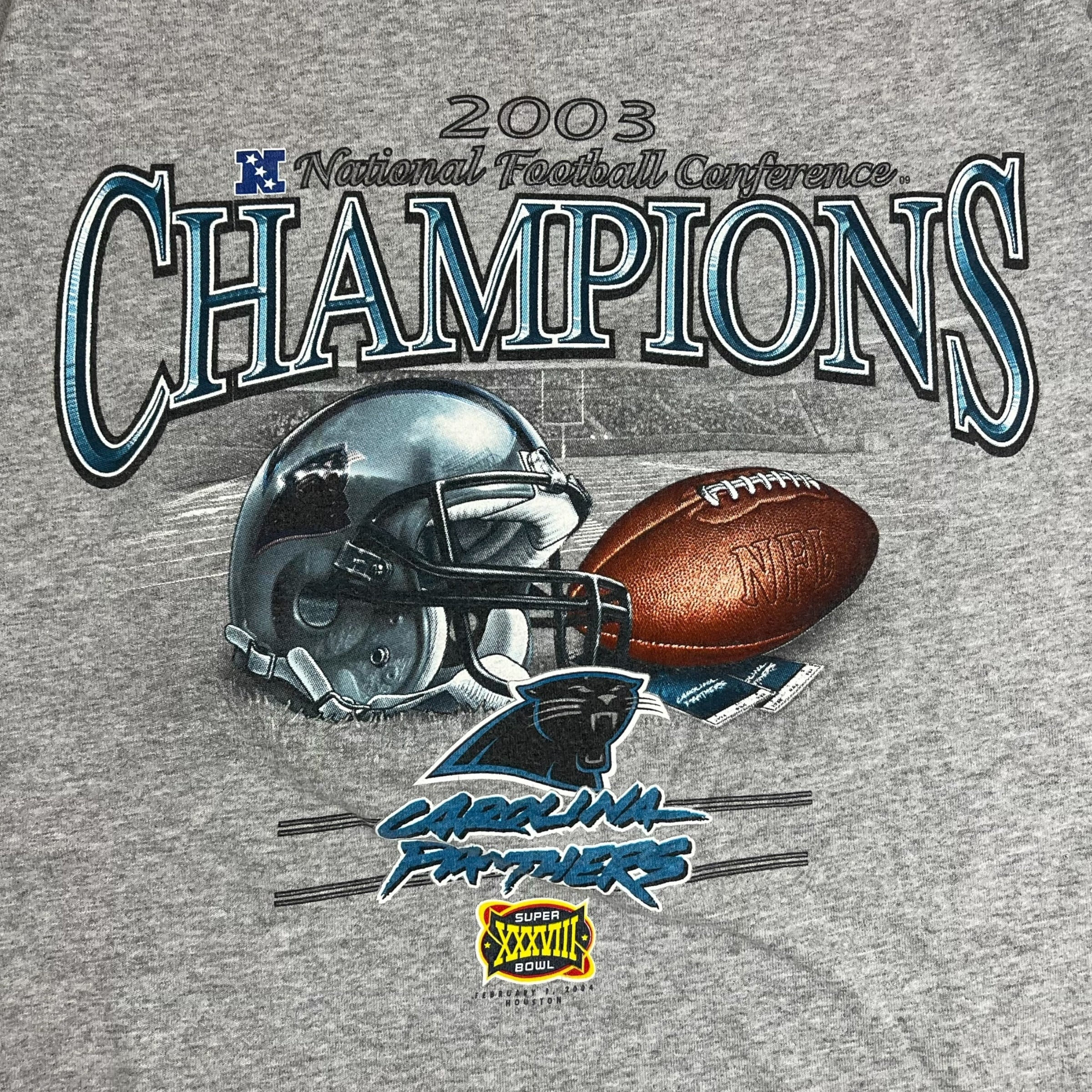 2003 Carolina Panthers NFC Champions Tee Grey