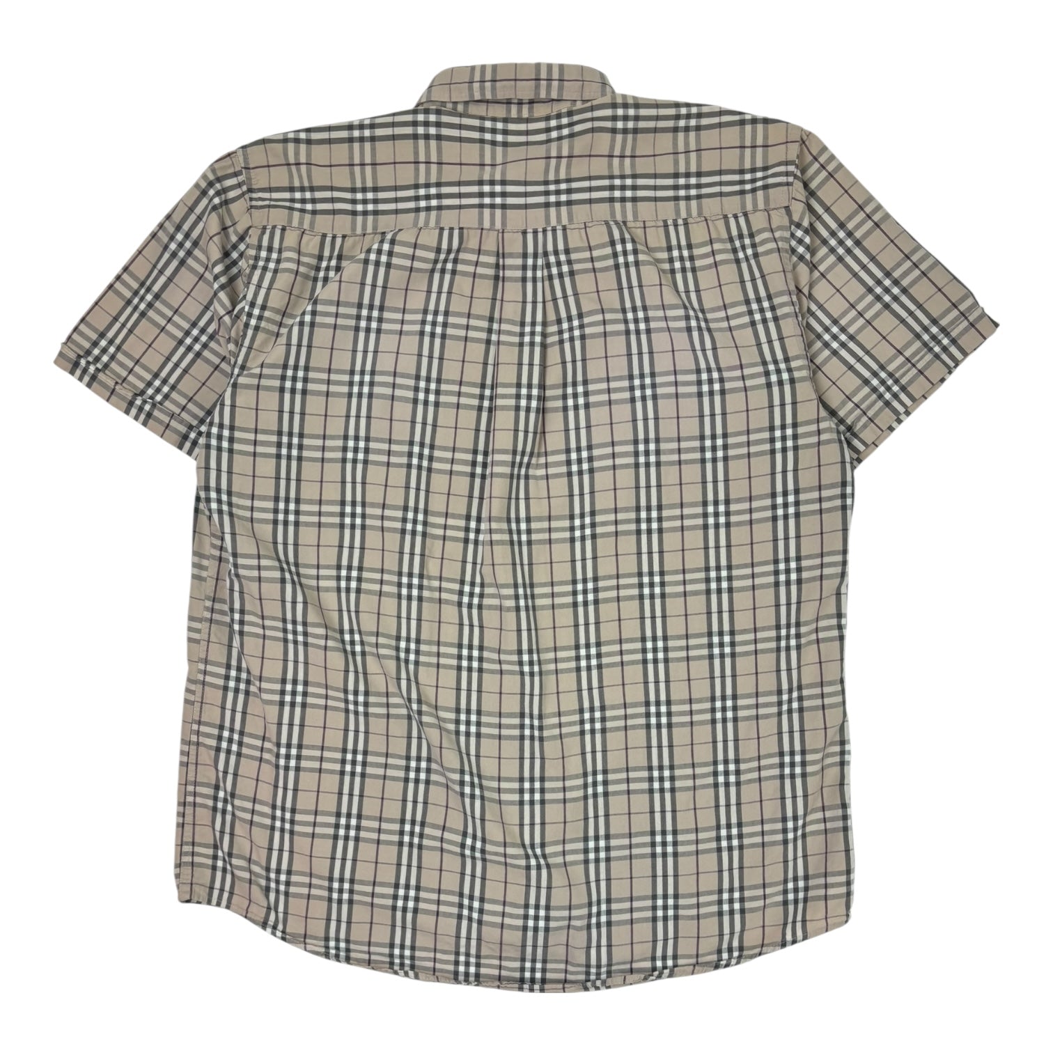 Burberry Nova Check Short Sleeve Button-Up Shirt Beige