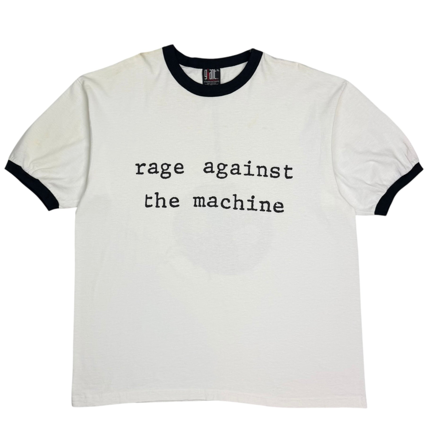 Vintage 1990s Rage Against The Machine Wrecking Ball Ringer Tee White