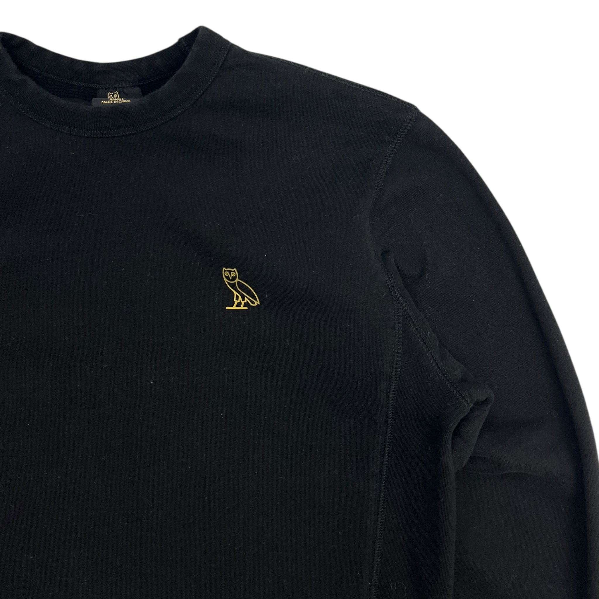 OVO Pocket Logo Cross Weave Crewneck Black