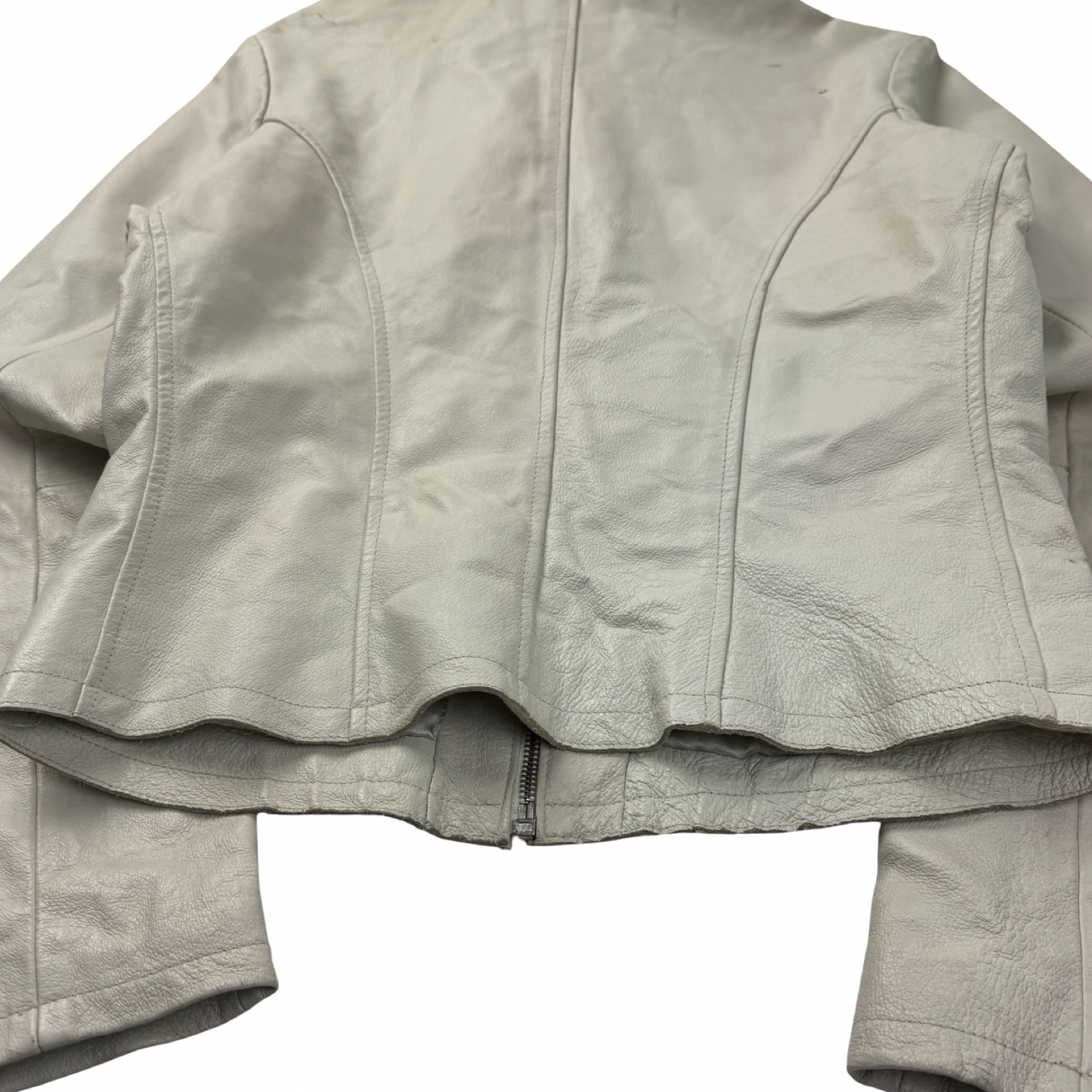 (W) Vintage Le Chateaux Ribbed White Leather Jacket