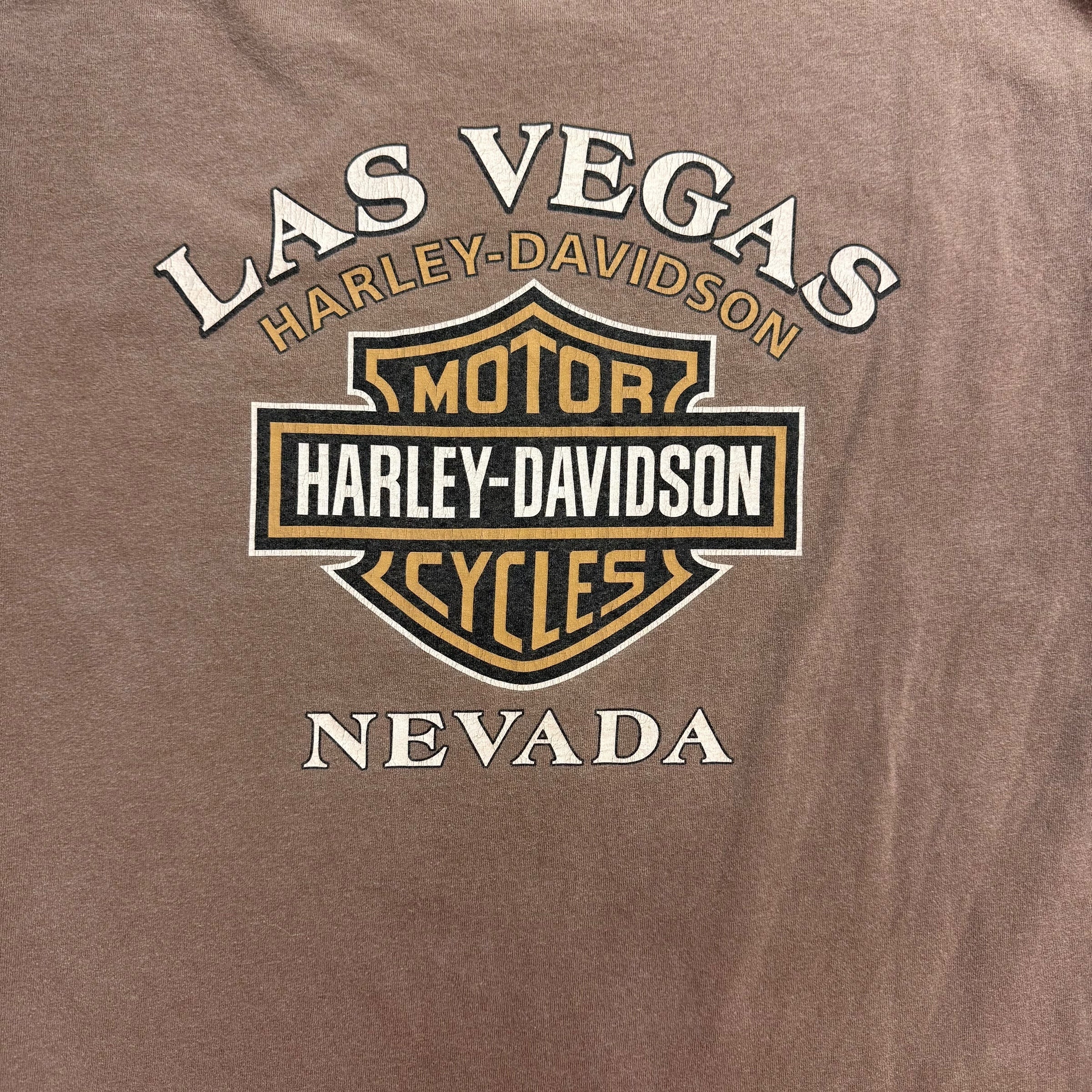 Vintage Harley Davidson Of Las Vegas Tee Faded Brown