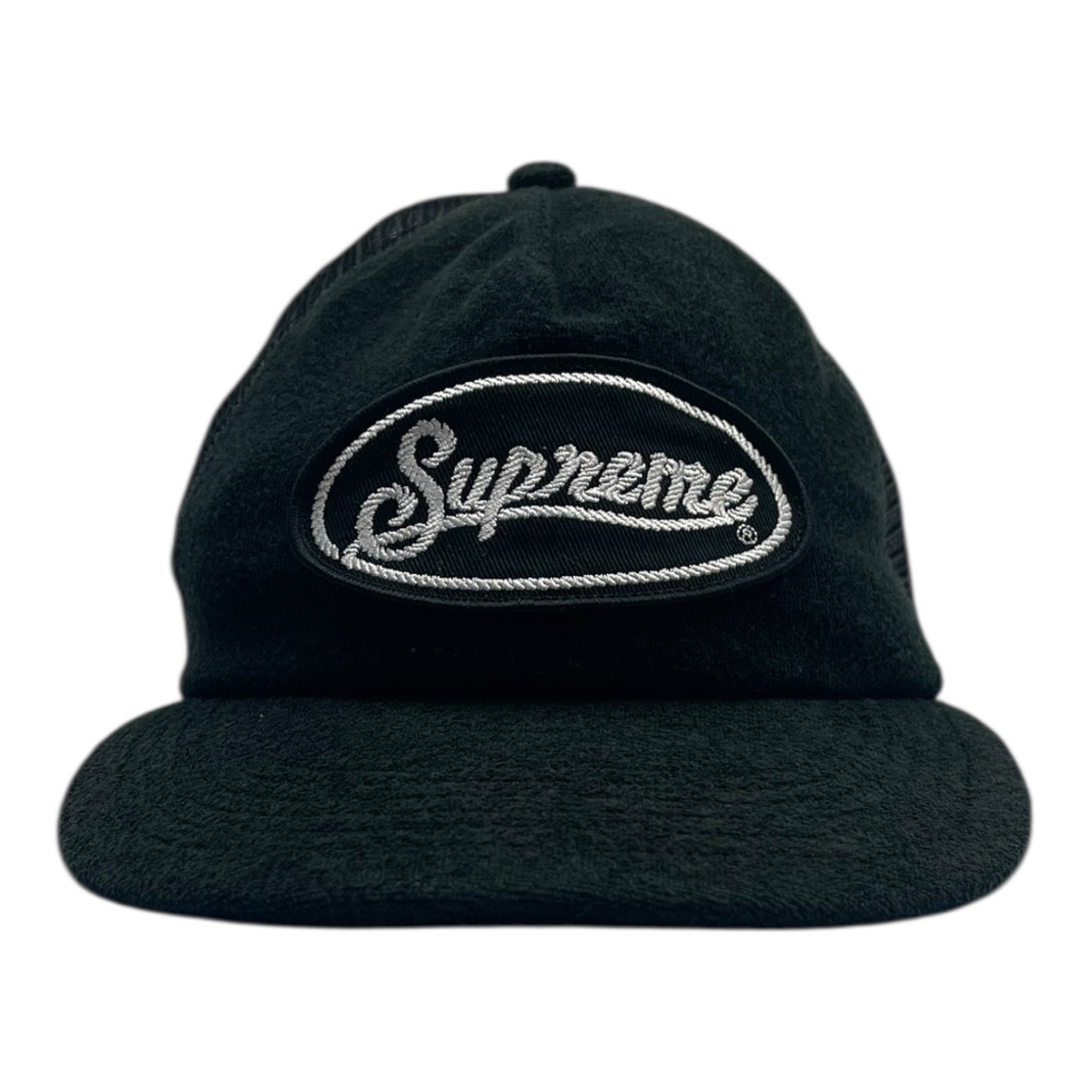 Supreme Terry Mesh Back 5 Panel Snapback Hat Black
