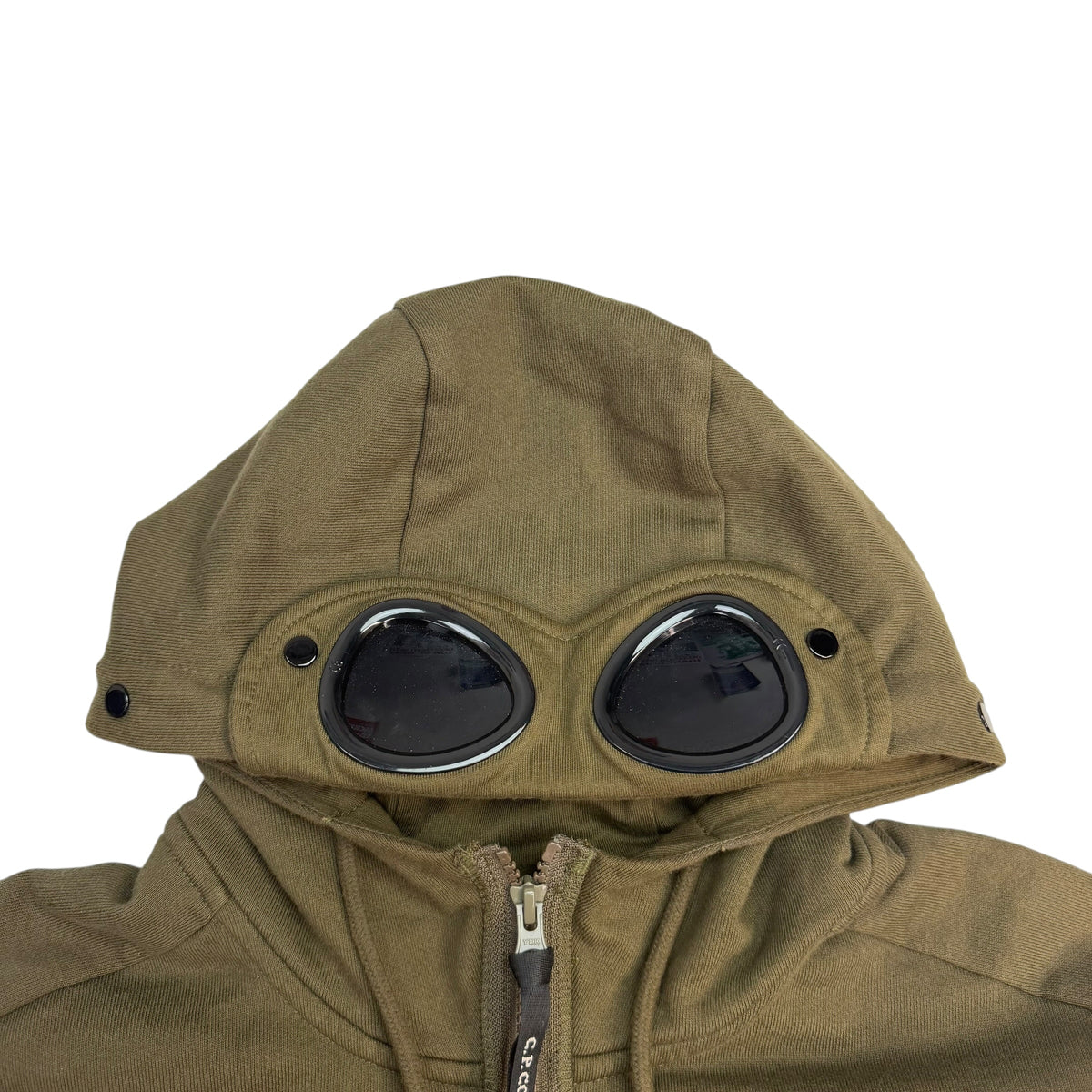 C.P. Company Diagonal Raised Fleece Zip Up Hoodie Army Green