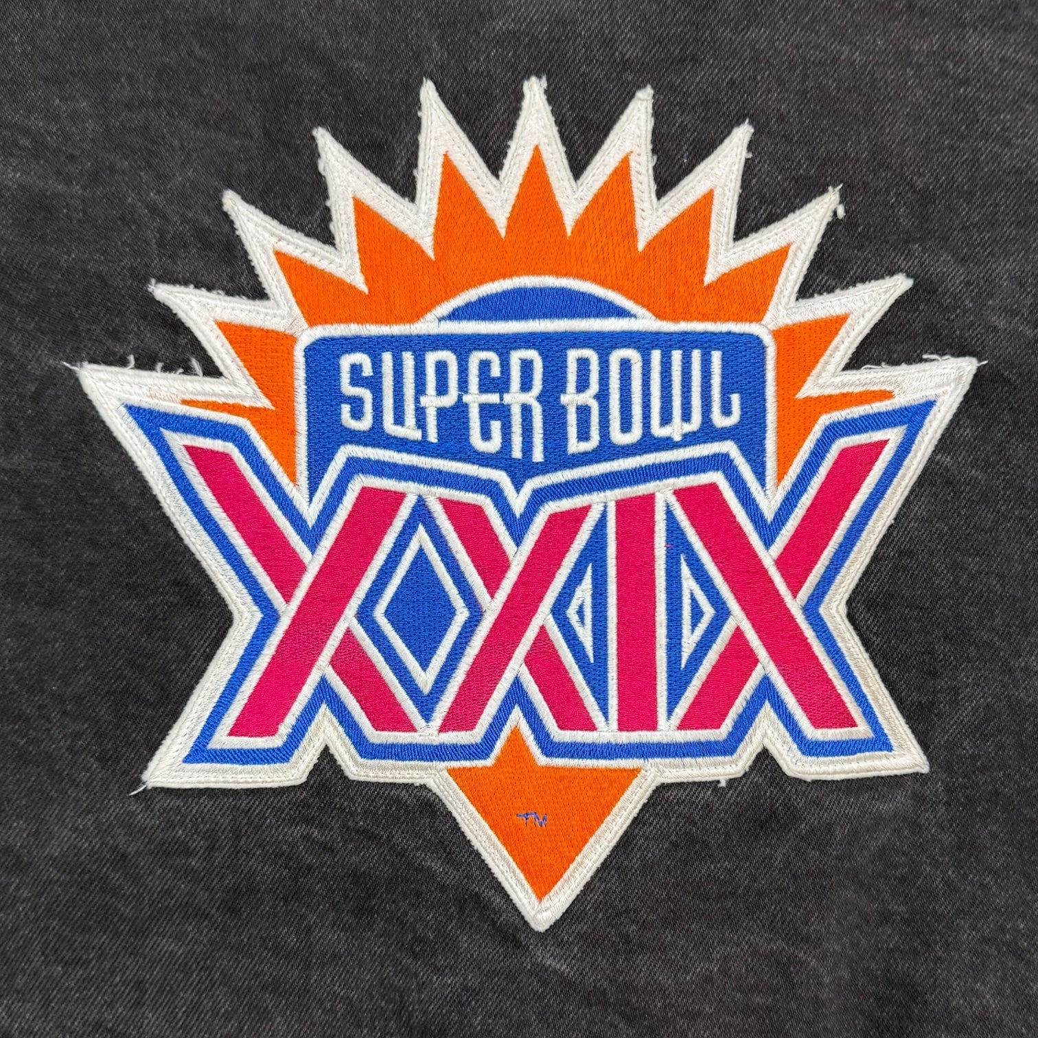 1995 Super Bowl XXIX Budweiser Denim Bomber Jacket Black/White