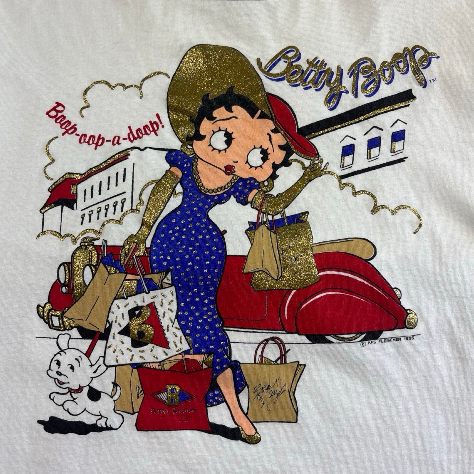 1995 Betty Boop Western Glitter T-Shirt White