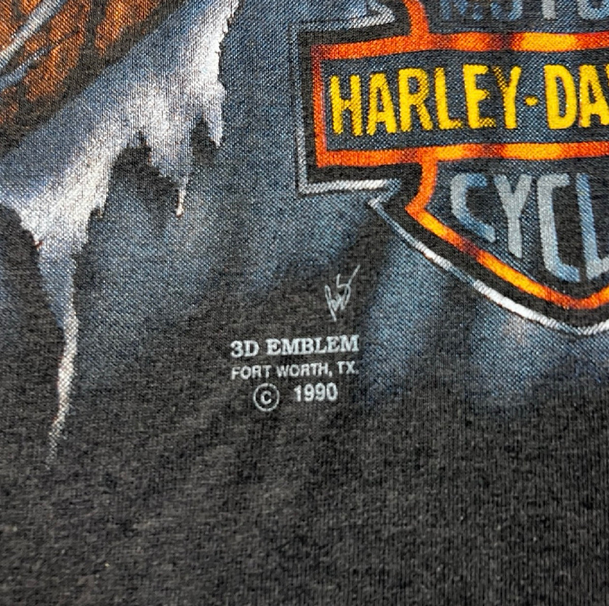 1991 Harley Davidson Montreal Skyline 3D Emblem T-Shirt