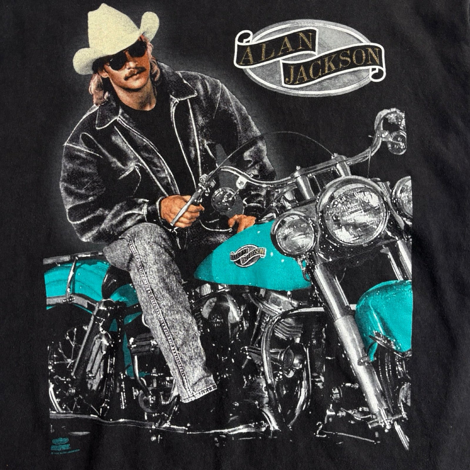 1992 Alan Jackson Harley Bike T-Shirt Black