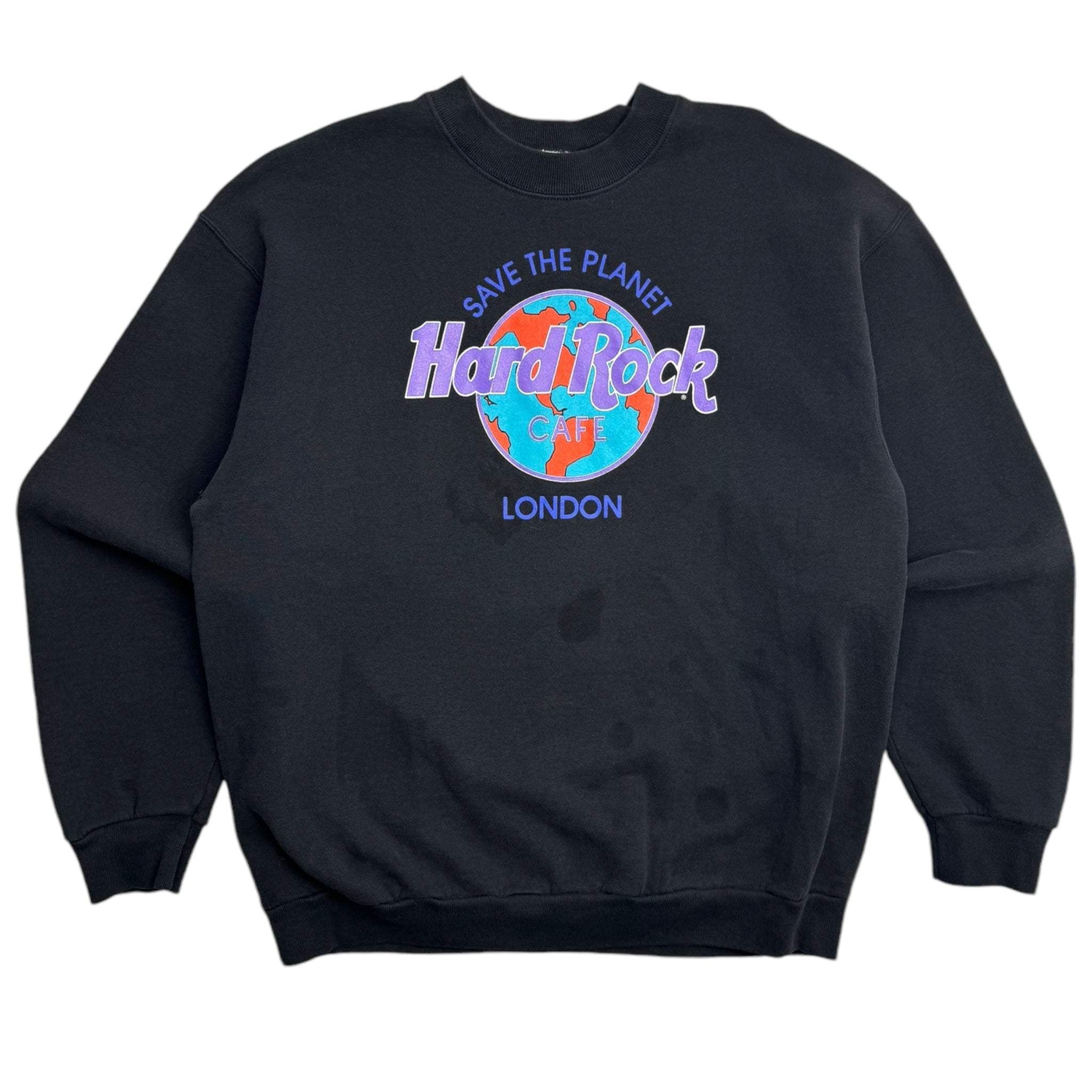 Vtg. 2024 Hard Rock Cafe LONDON Save The Planet Black Stitched Crewneck Sweatshirt