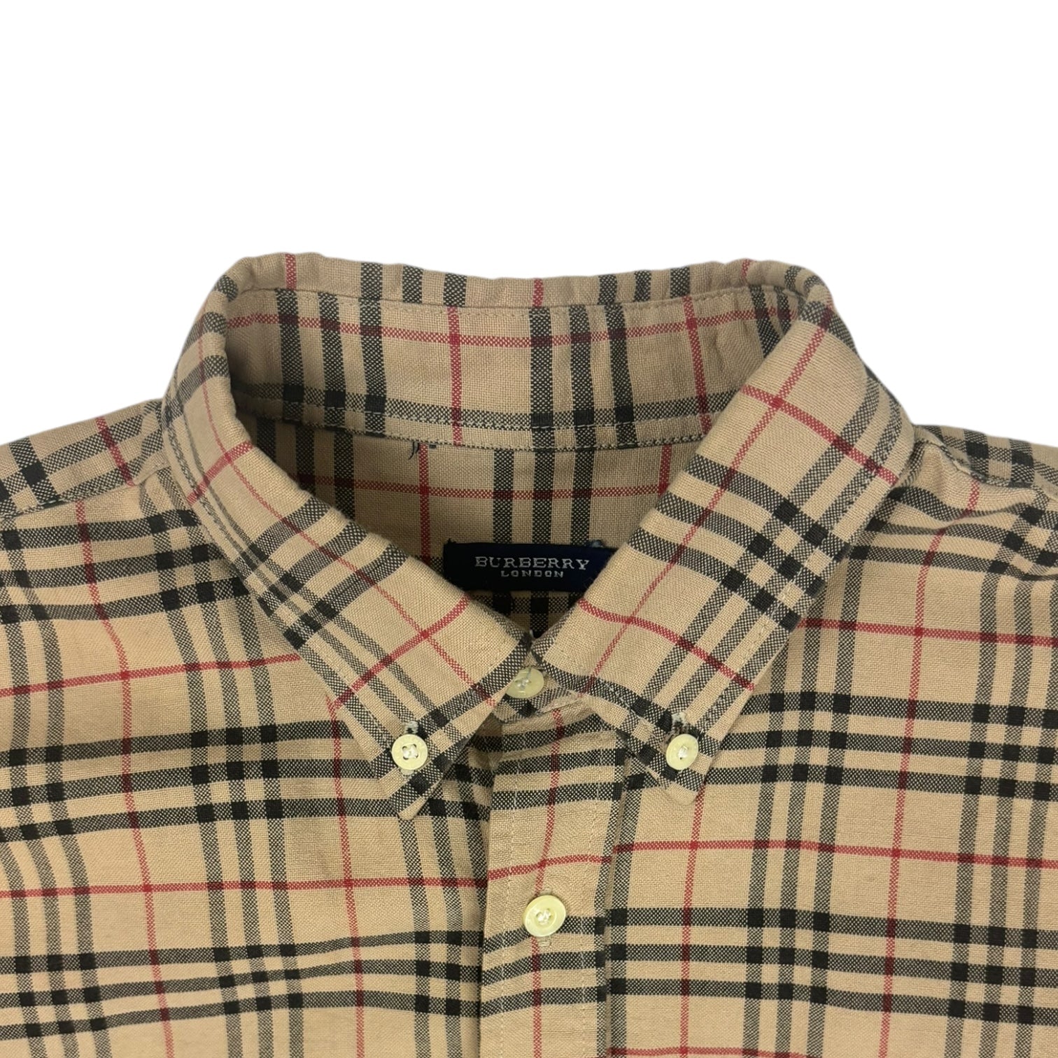 Burberry Plaid Oxford Button-Up Shirt Beige