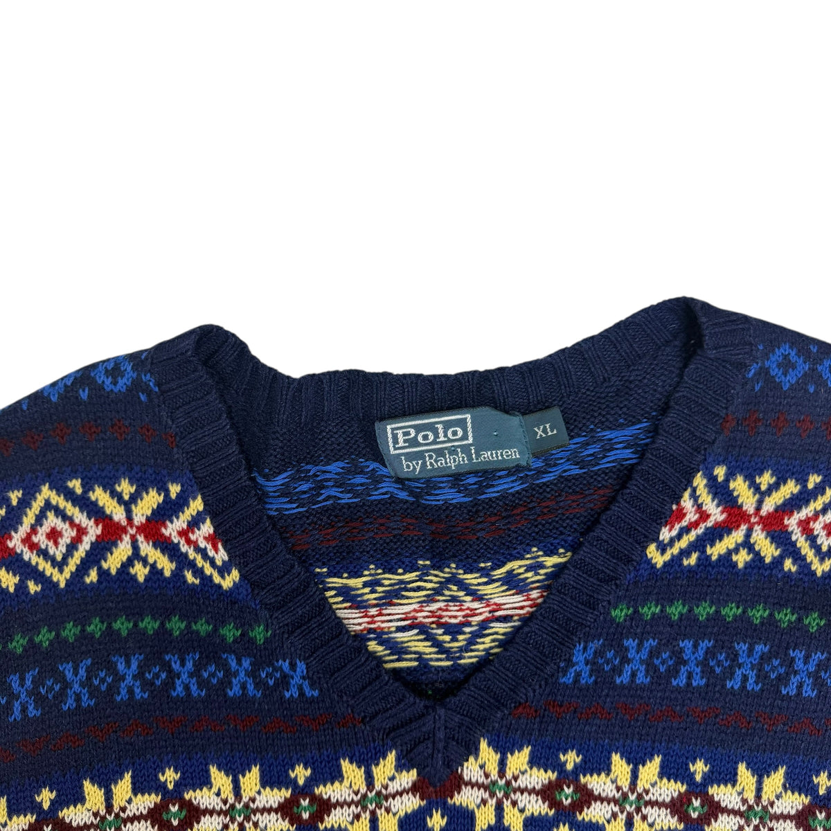 Vintage Polo Ralph Lauren Fair Isle Silk/Linen/Cotton Blend Sweater Vest Blue