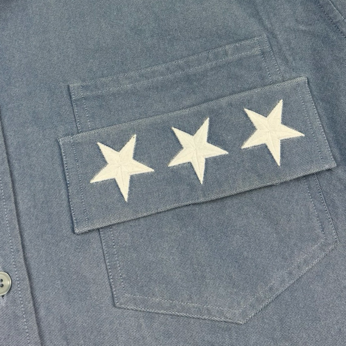 Givenchy Star-Embroidered Light Blue Long-Sleeve Button-Up Shirt