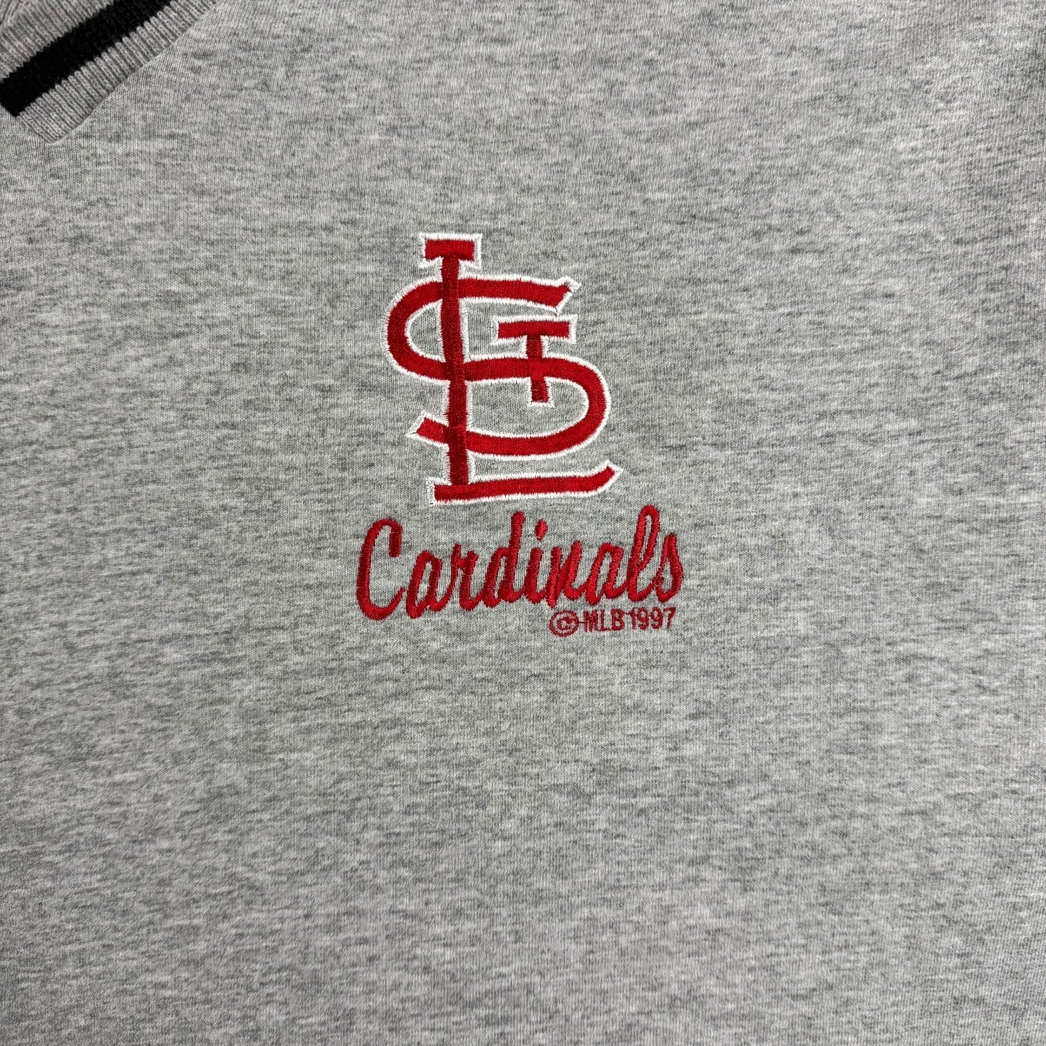 Vintage Pro Player St Louis Cardinals V Neck Tee Grey