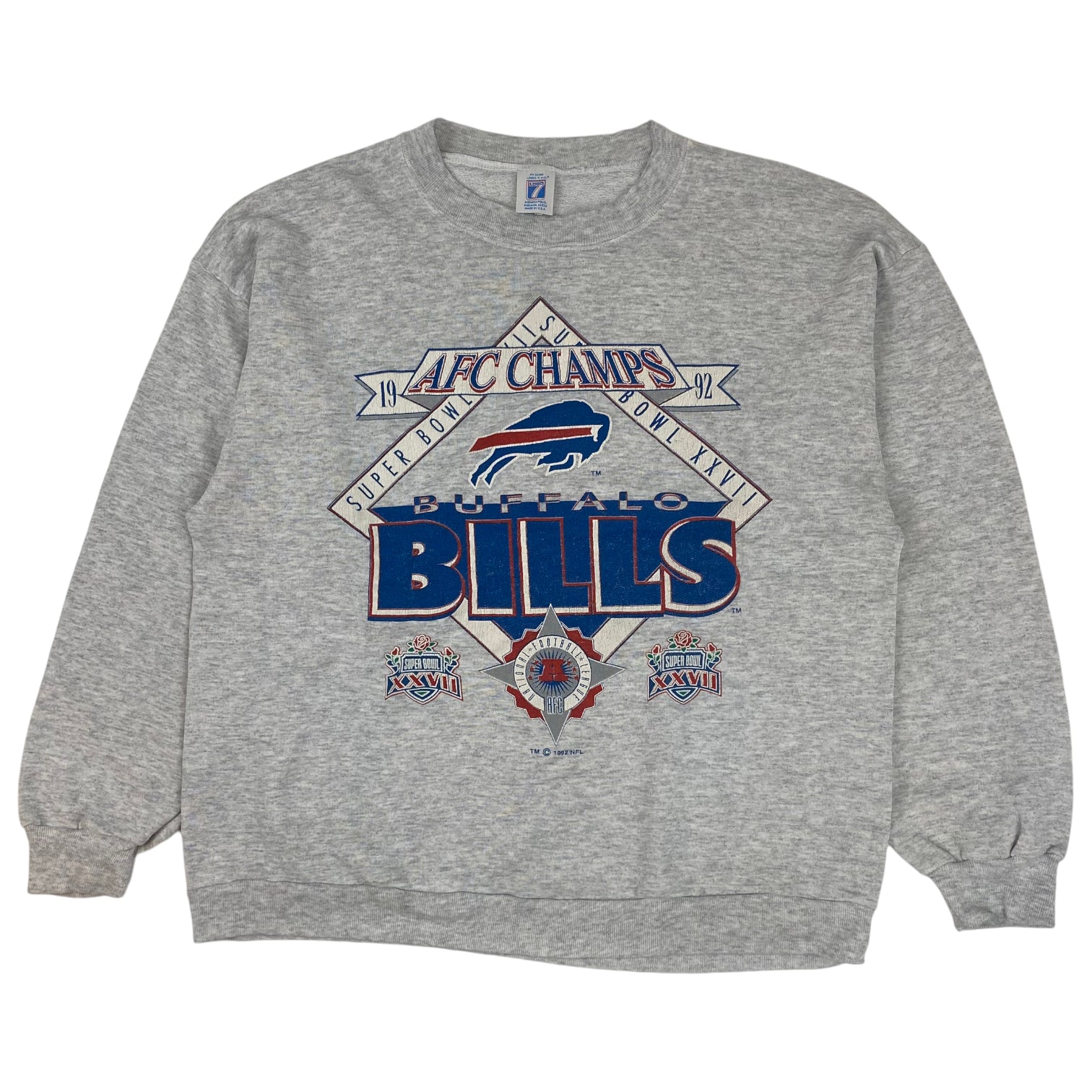 1992 Buffalo Bills AFC Champs Crewneck Grey