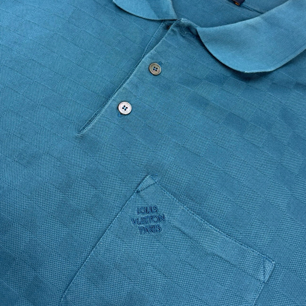 Louis Vuitton Damier Half-Pocket Polo Shirt Blue