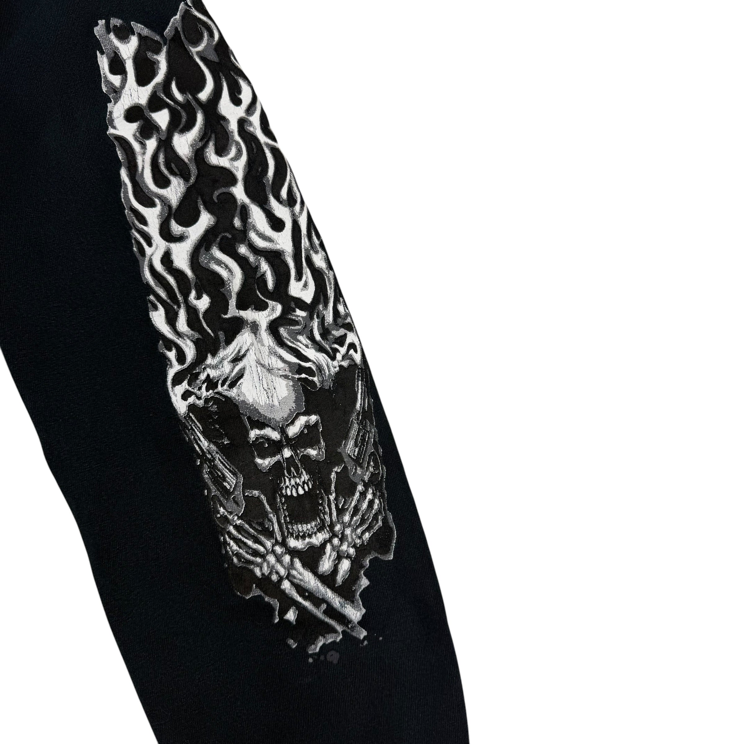 Vintage Flaming Skulls Longsleeve Black