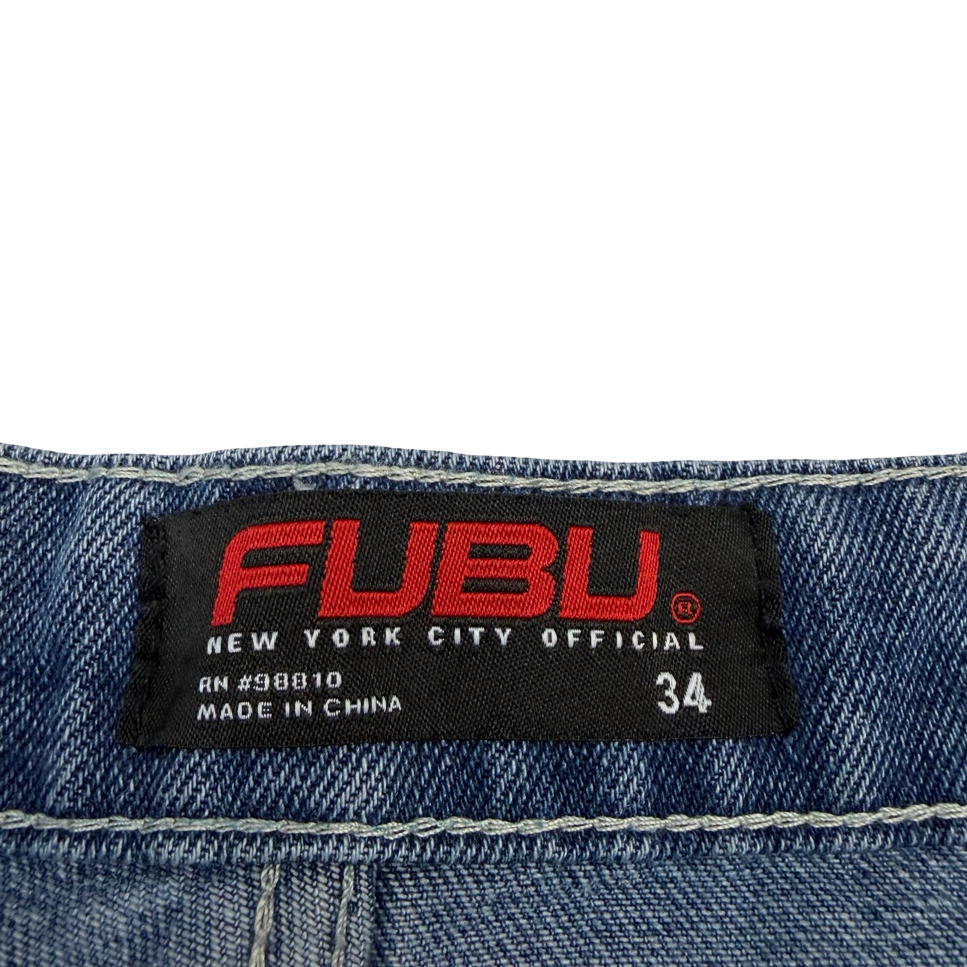 Vintage Fubu Embroidered Denim Shorts Blue