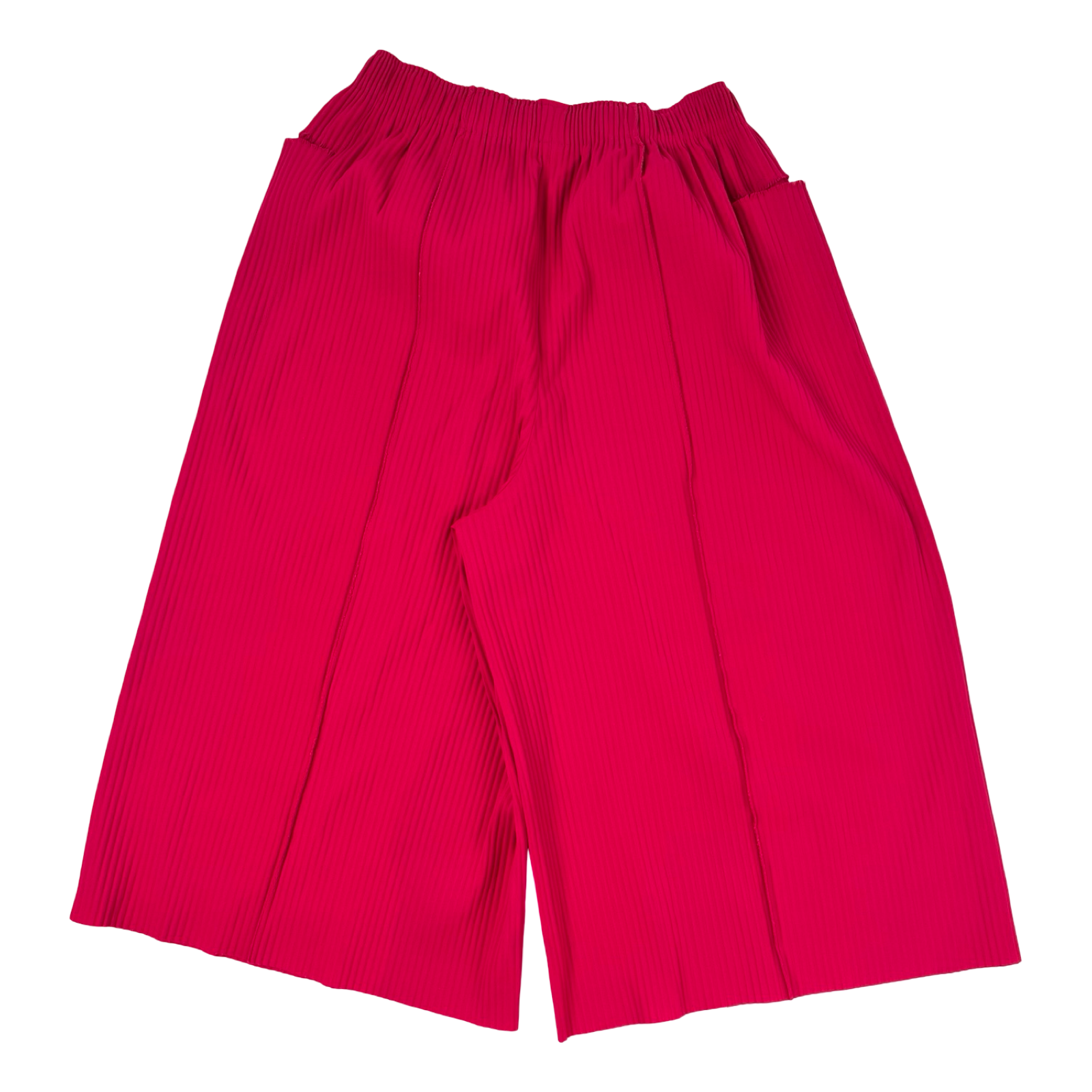 (W) Issey Miyake Garment Pleated Wide Leg Pants Magenta Pink
