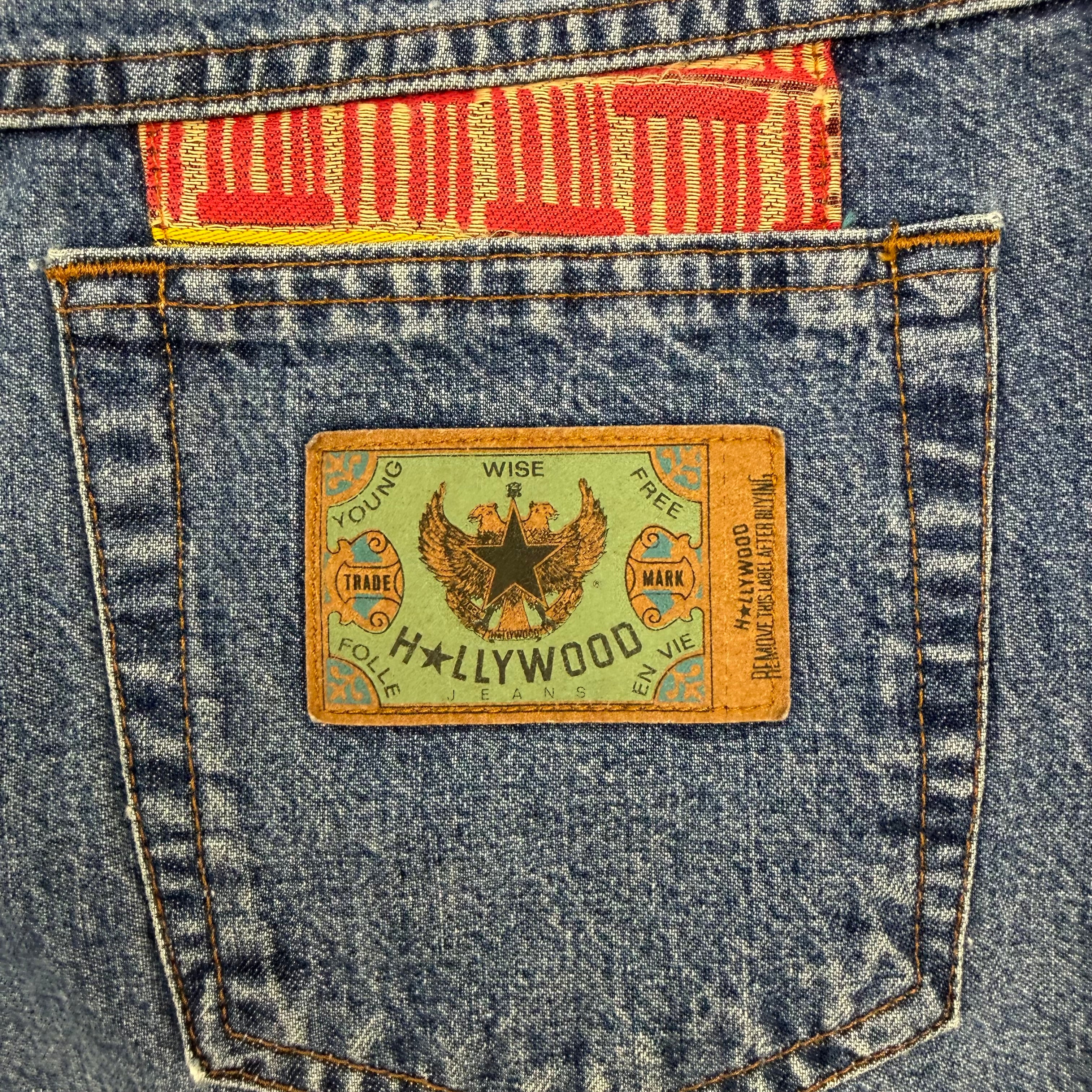 Vintage Hollywood Denim Patchwork Shorts Blue