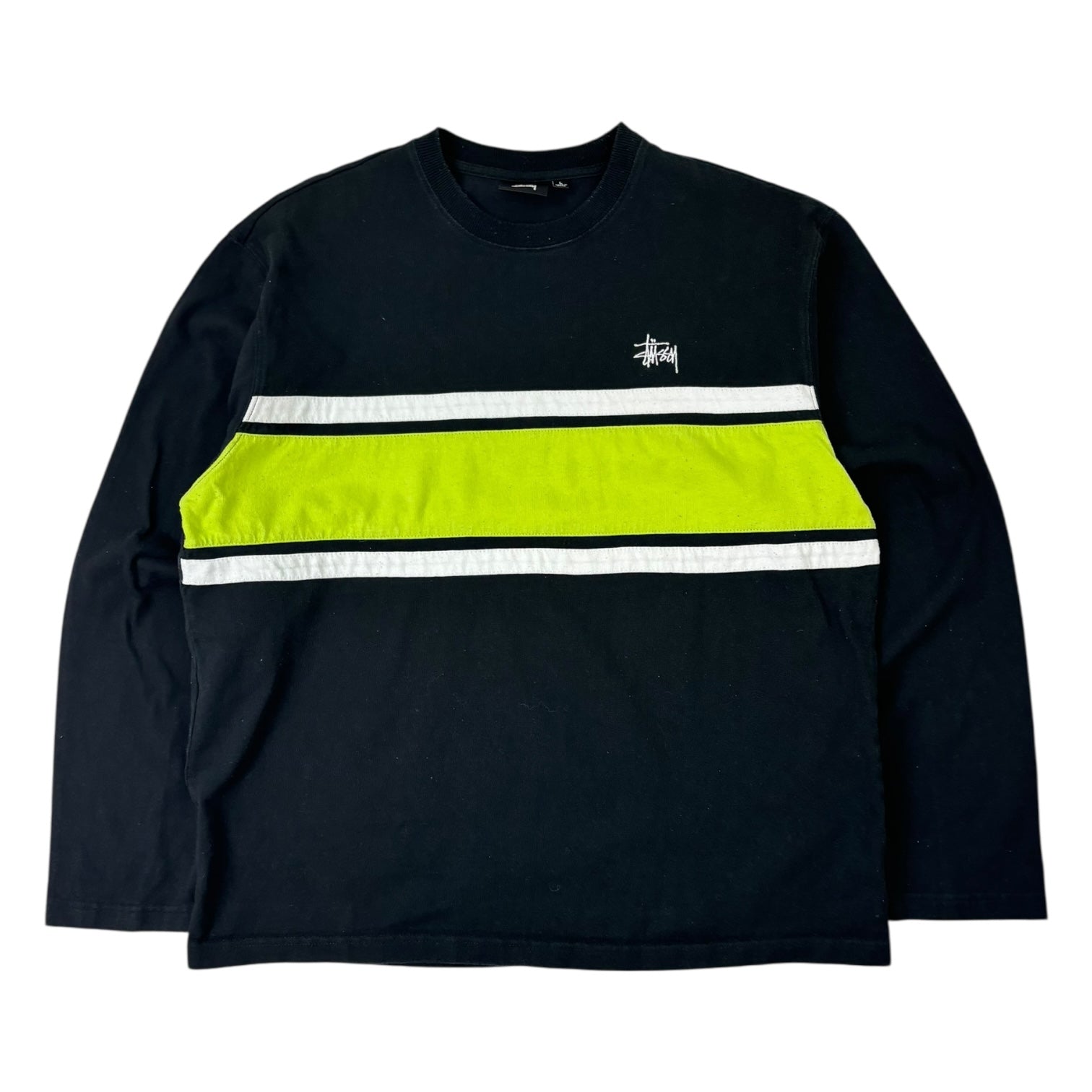 Stussy Color Block Long-Sleeve Crewneck Black/Yellow