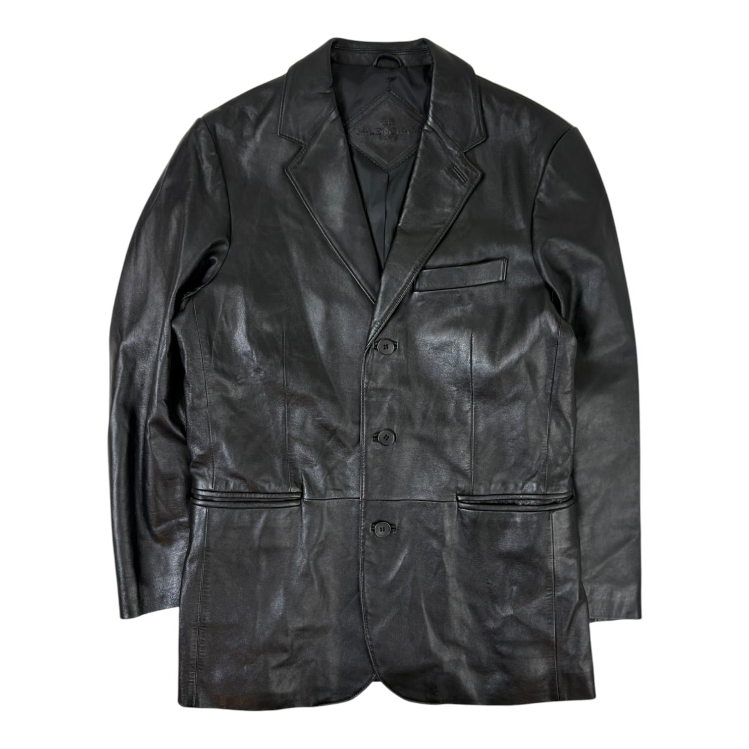 (W) Vintage 1997 Balenciaga Leather Blazer Black